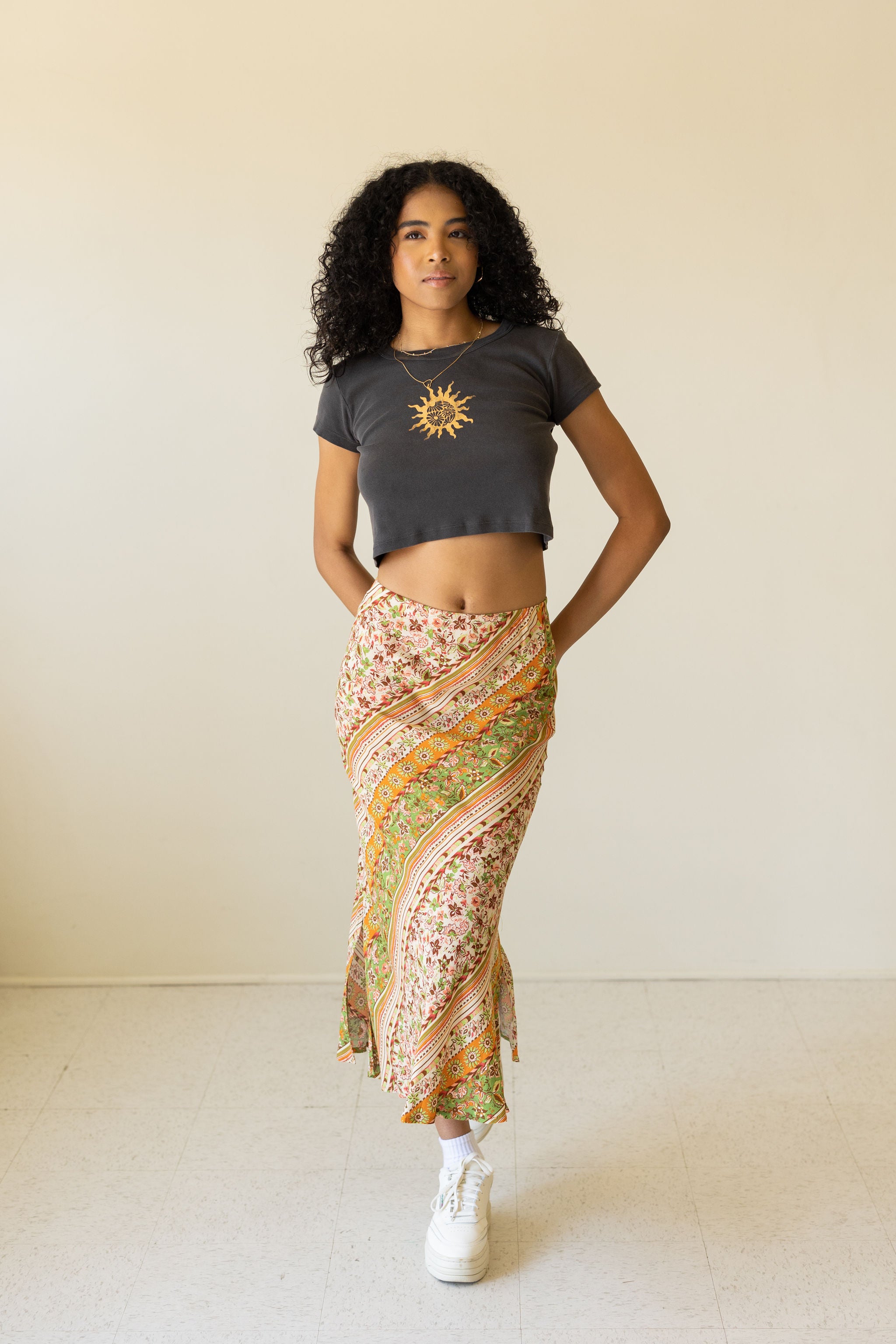 Sun Graphic Baby Crop Tee