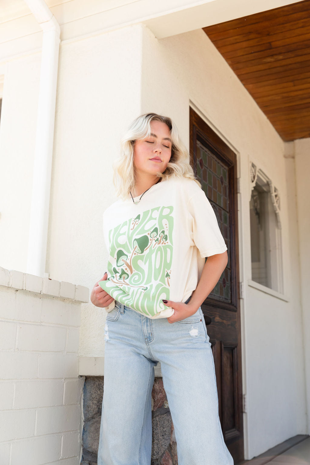 Never Stop Growing Oversized Graphic Tee