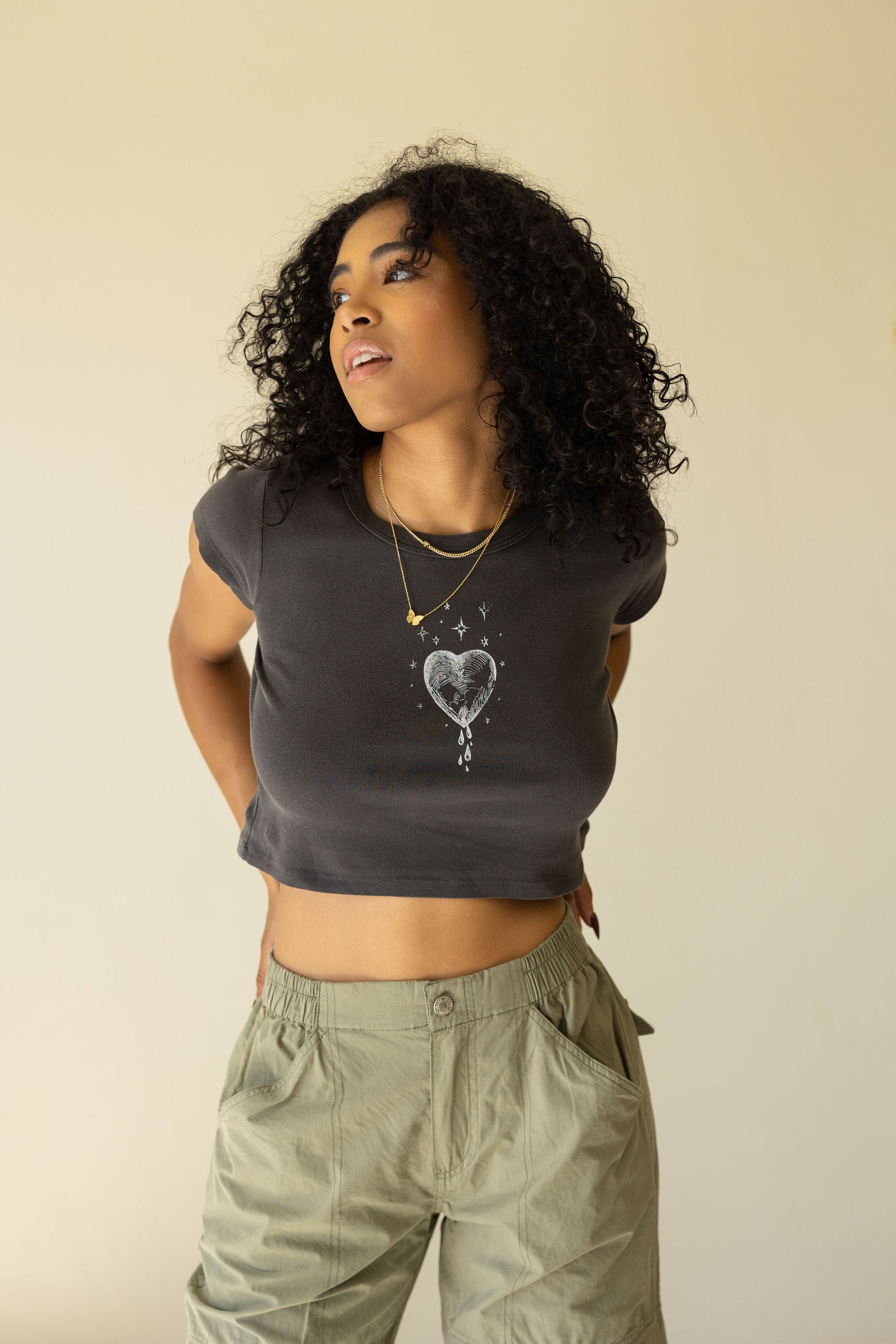 Bleeding Heart Graphic Baby Crop Tee