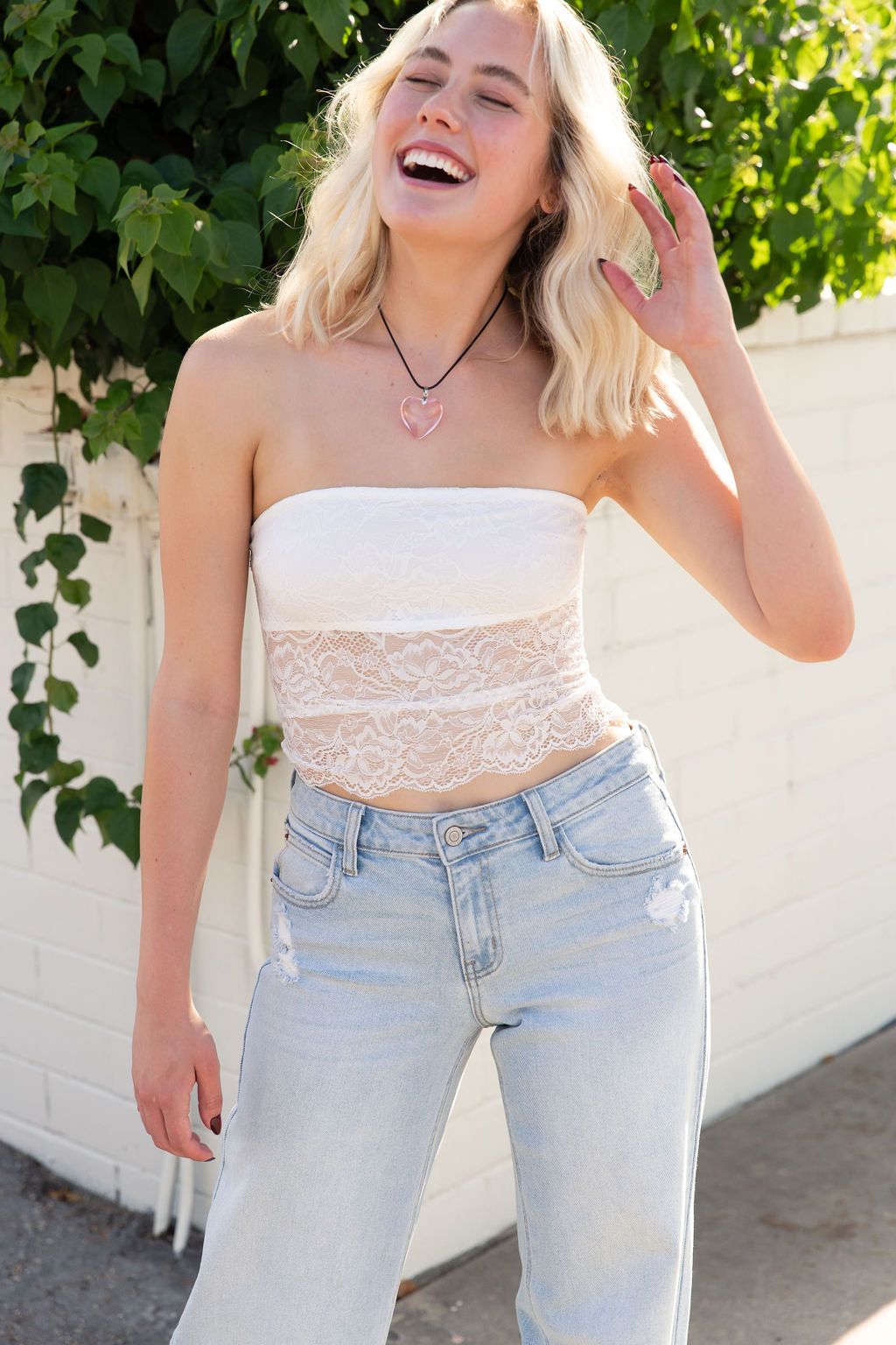 Blame You Lace Strapless Top