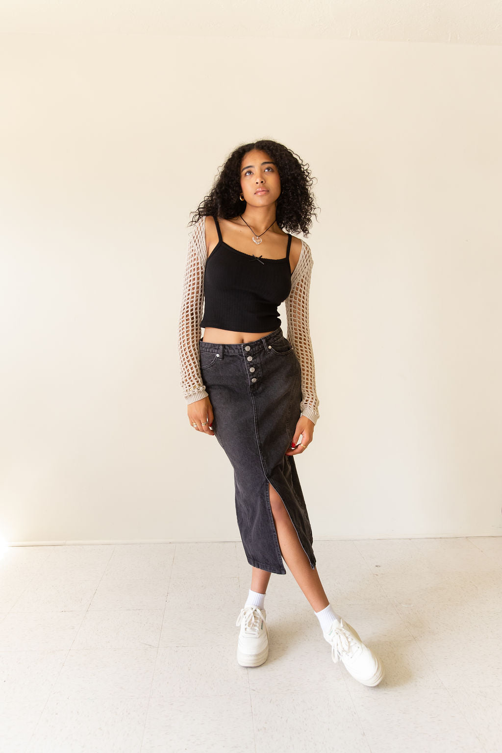 So Far Denim Midi Skirt