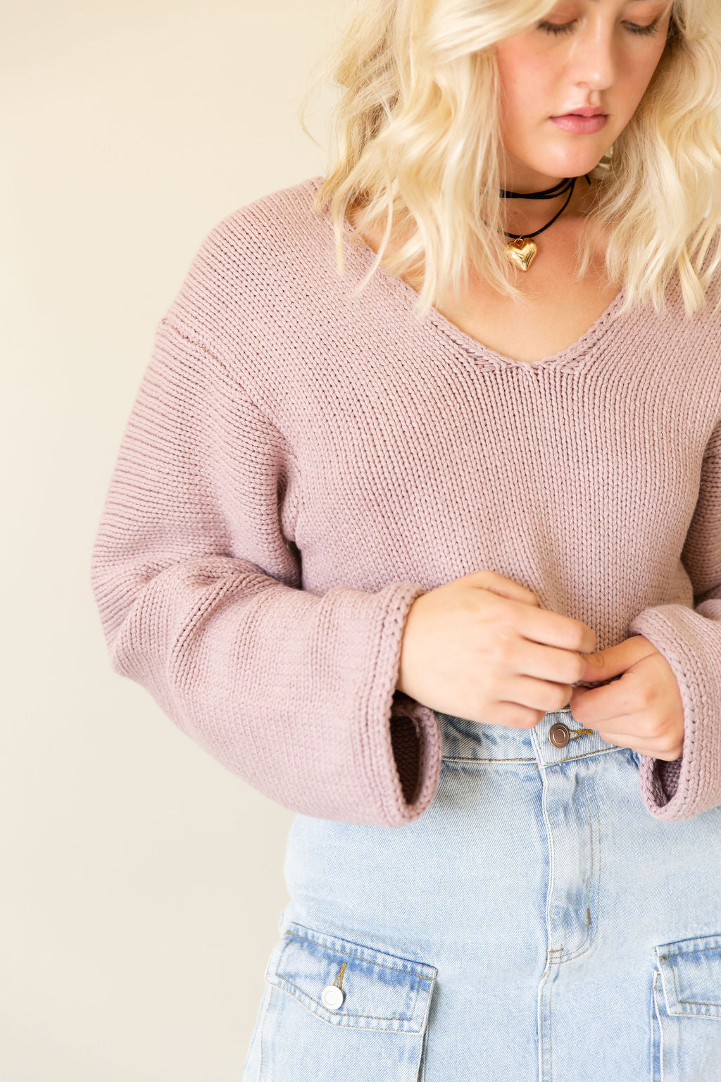 Mauve Oversized Crop Sweater