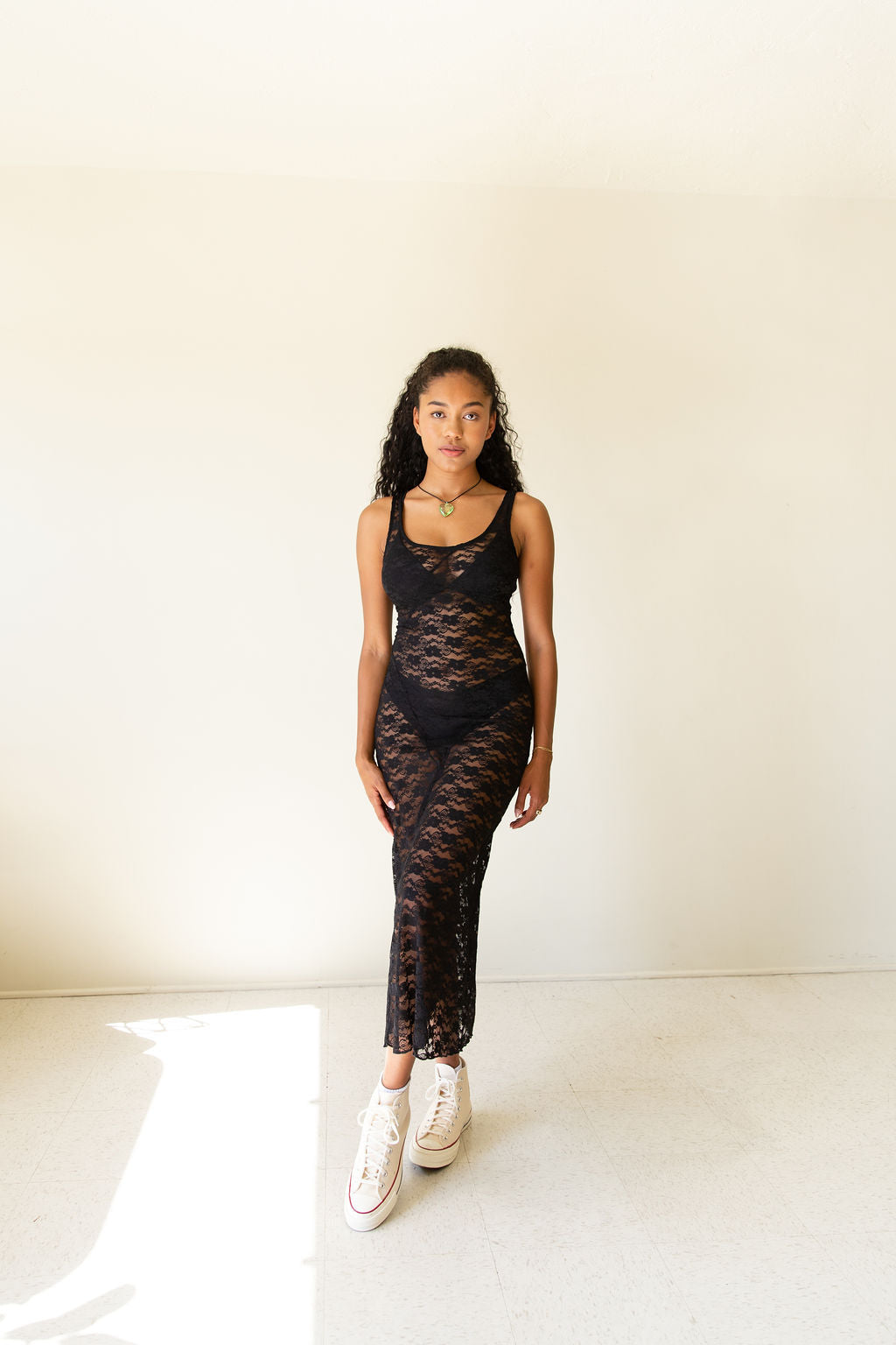 Love It Sheer Lace Midi Dress