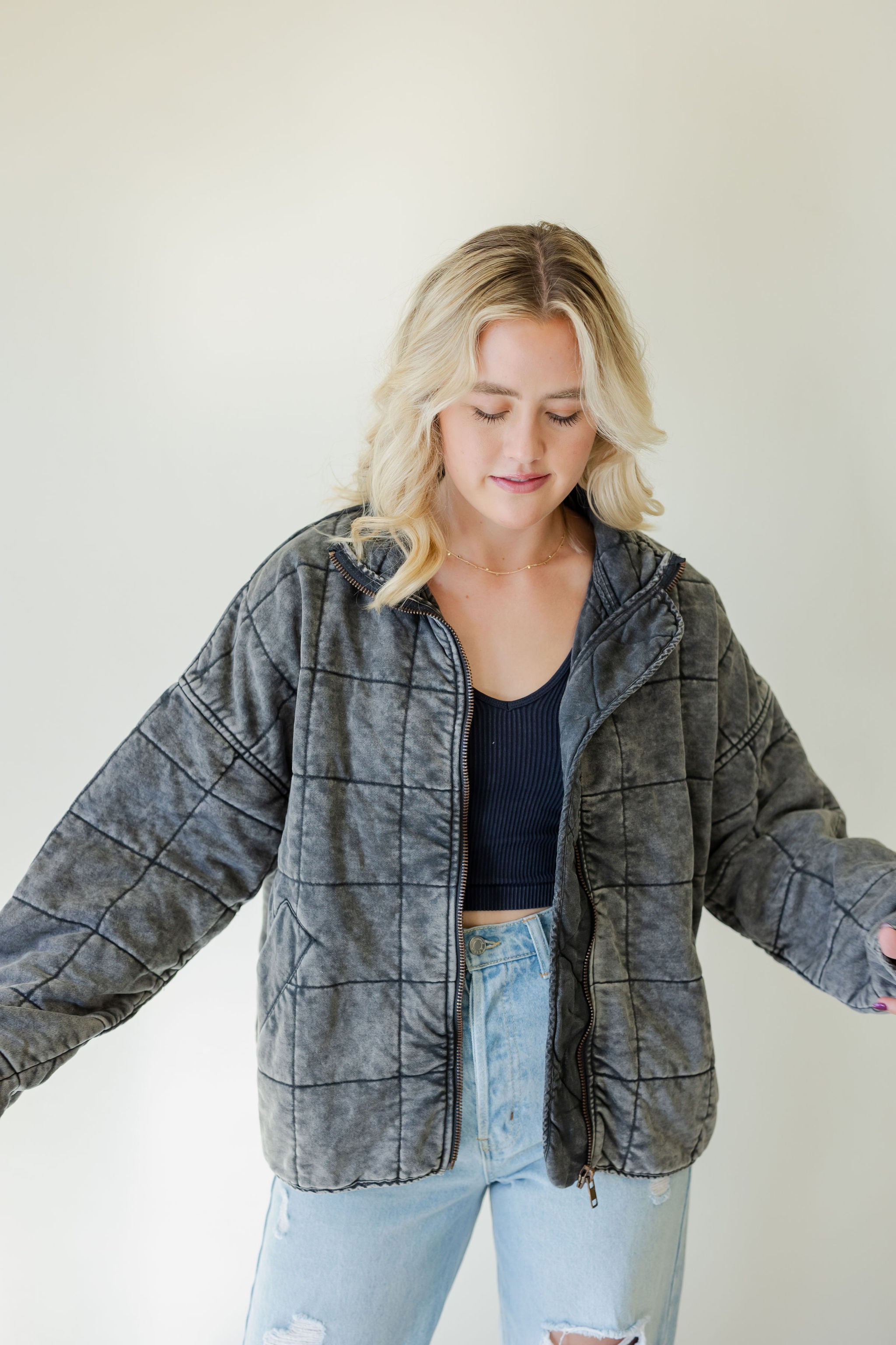 No Good Quilted Bomber Jacket by For Good