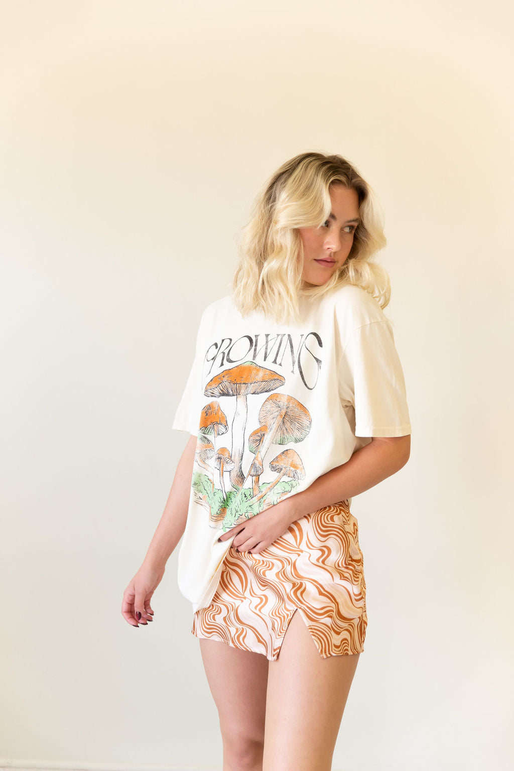 Growing Mushroom Oversized Graphic Tee