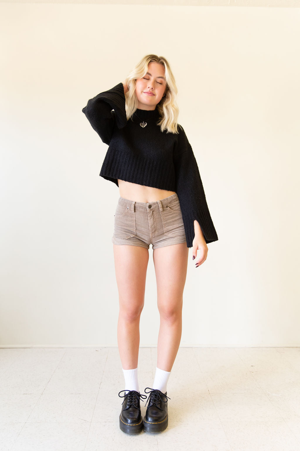 Black Mockneck Crop Sweater