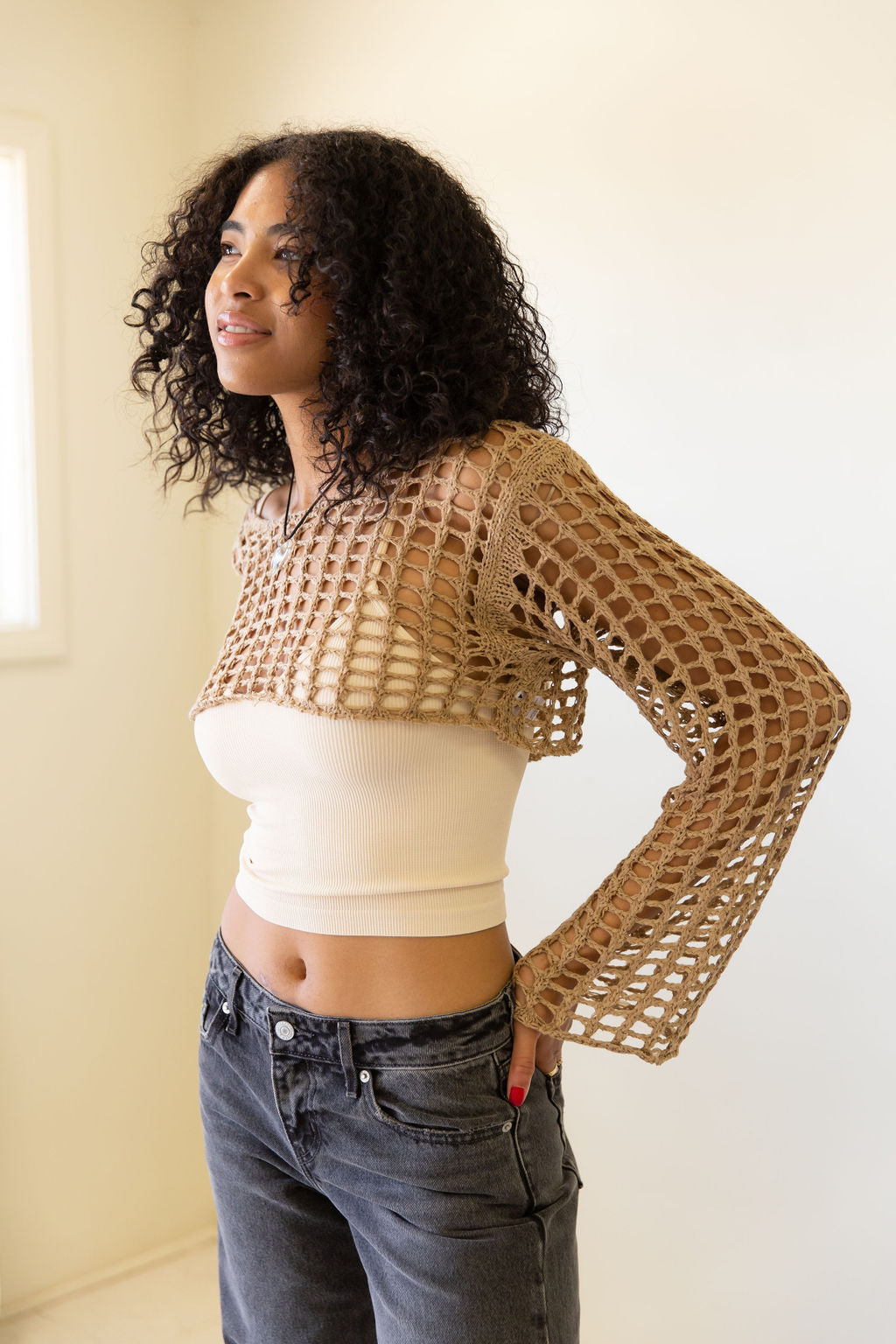 Always Listening Crochet Super Crop Sweater