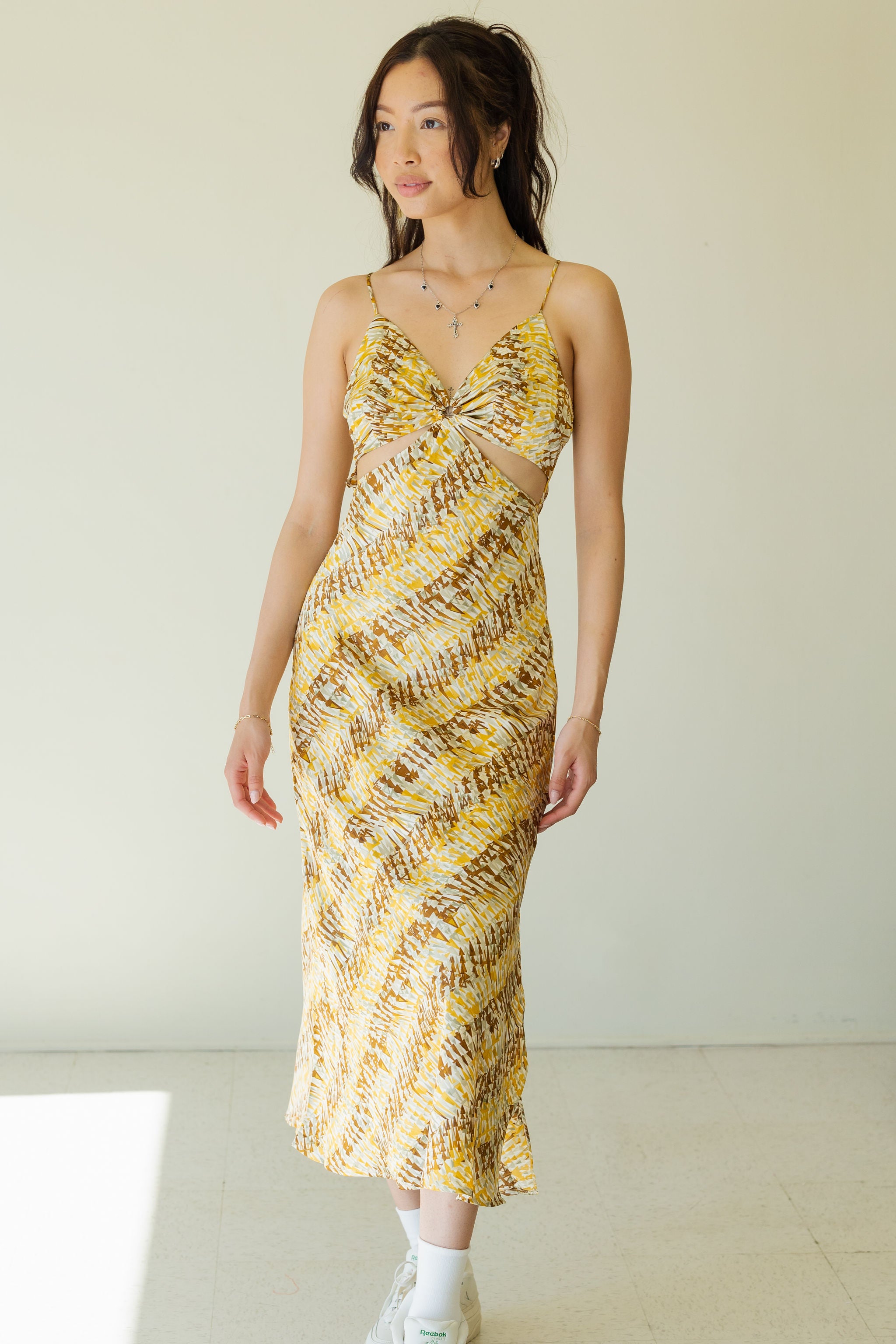 All Day Marbled Satin Midi Dress