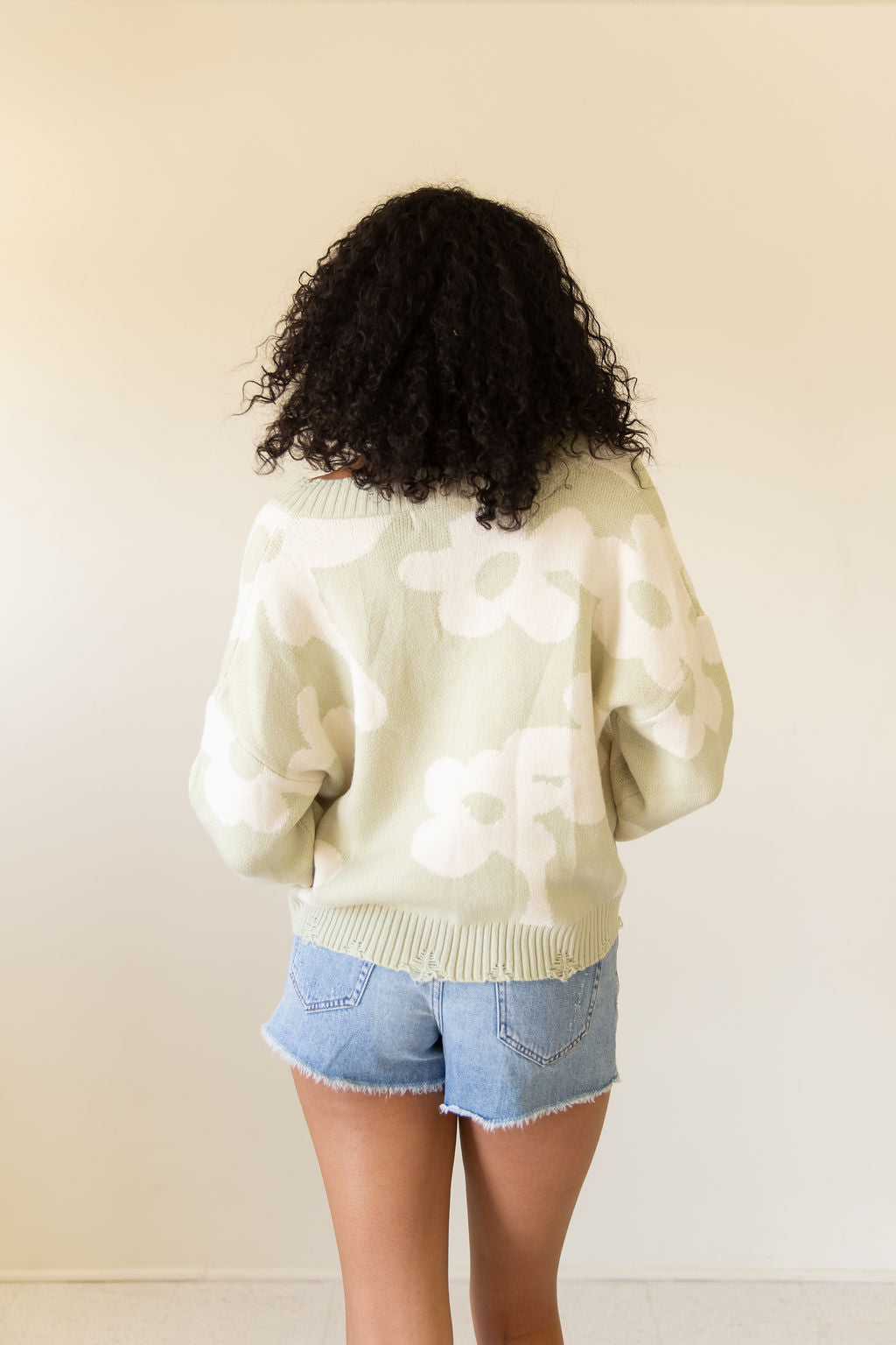 No Explanation Floral Distress Sweater