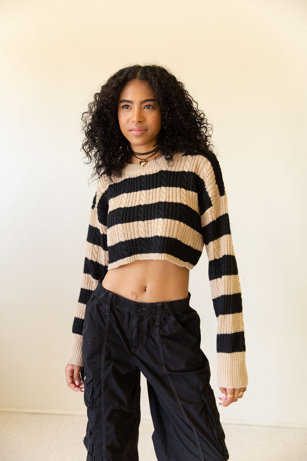 Keep Going Striped Crop Sweater