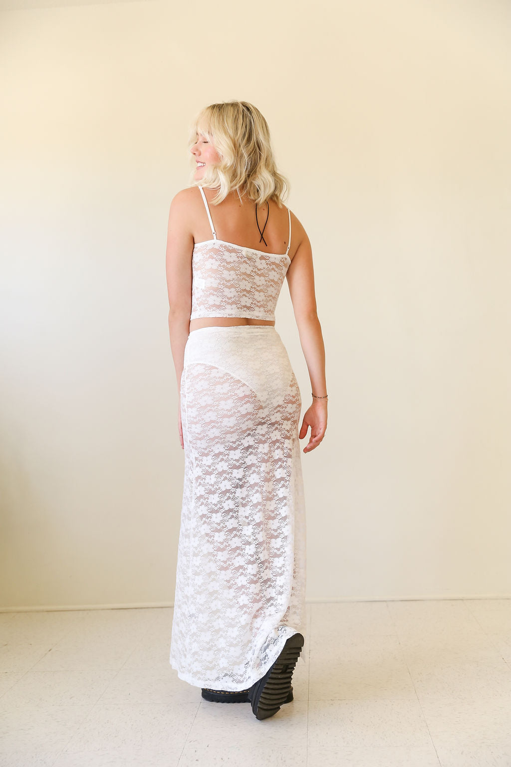 White Sheer Floral Cami Top