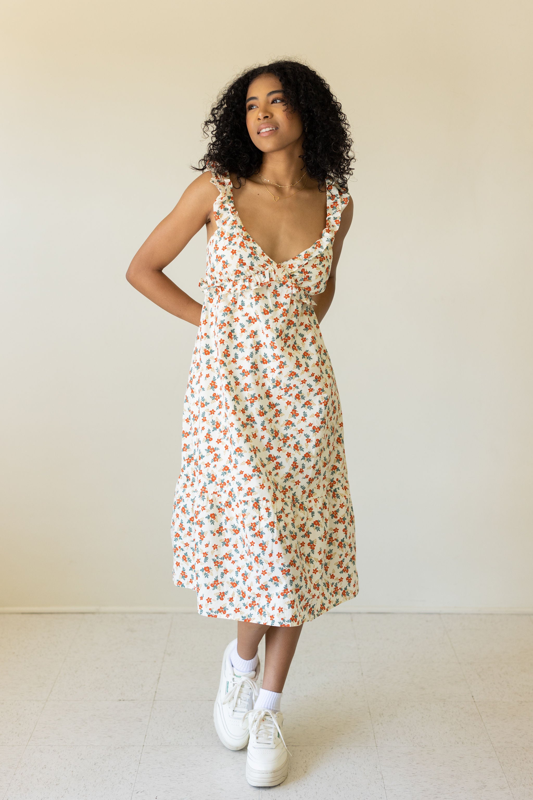 Walk Around Floral Midi Dress by For Good