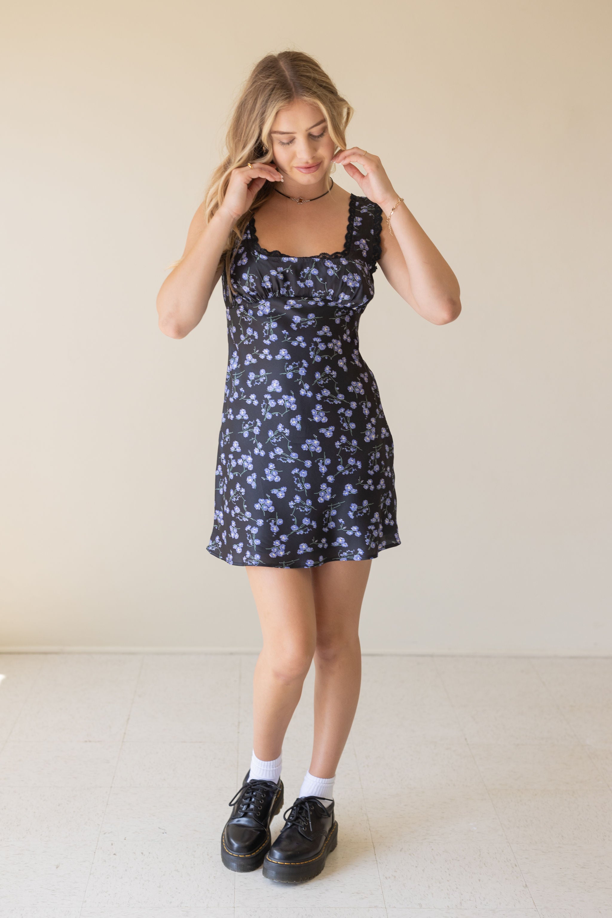 Let's Dance Floral Satin Dress