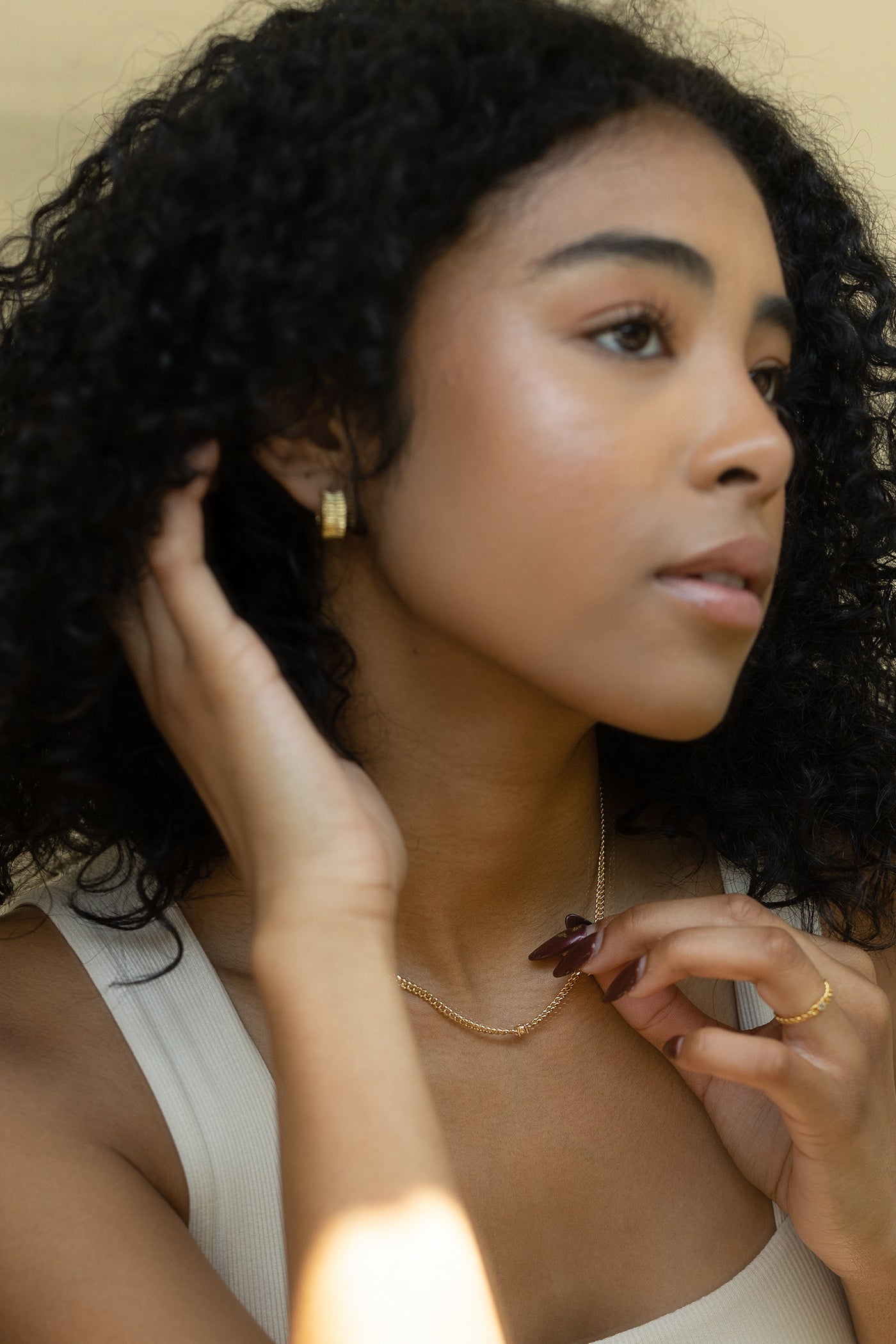 Ribbed Gold Hoop Earrings
