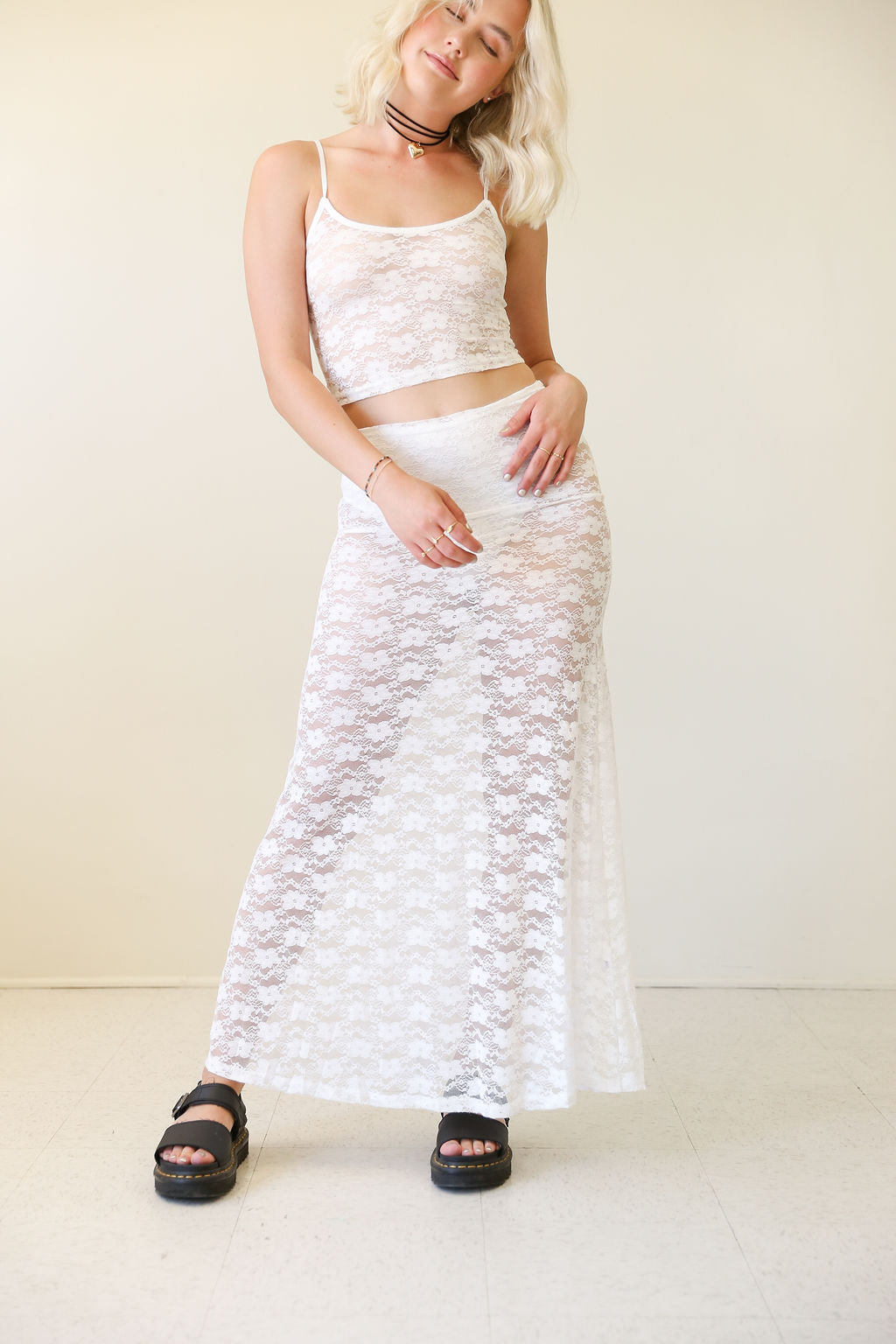 Bad Company Sheer Floral Maxi Skirt