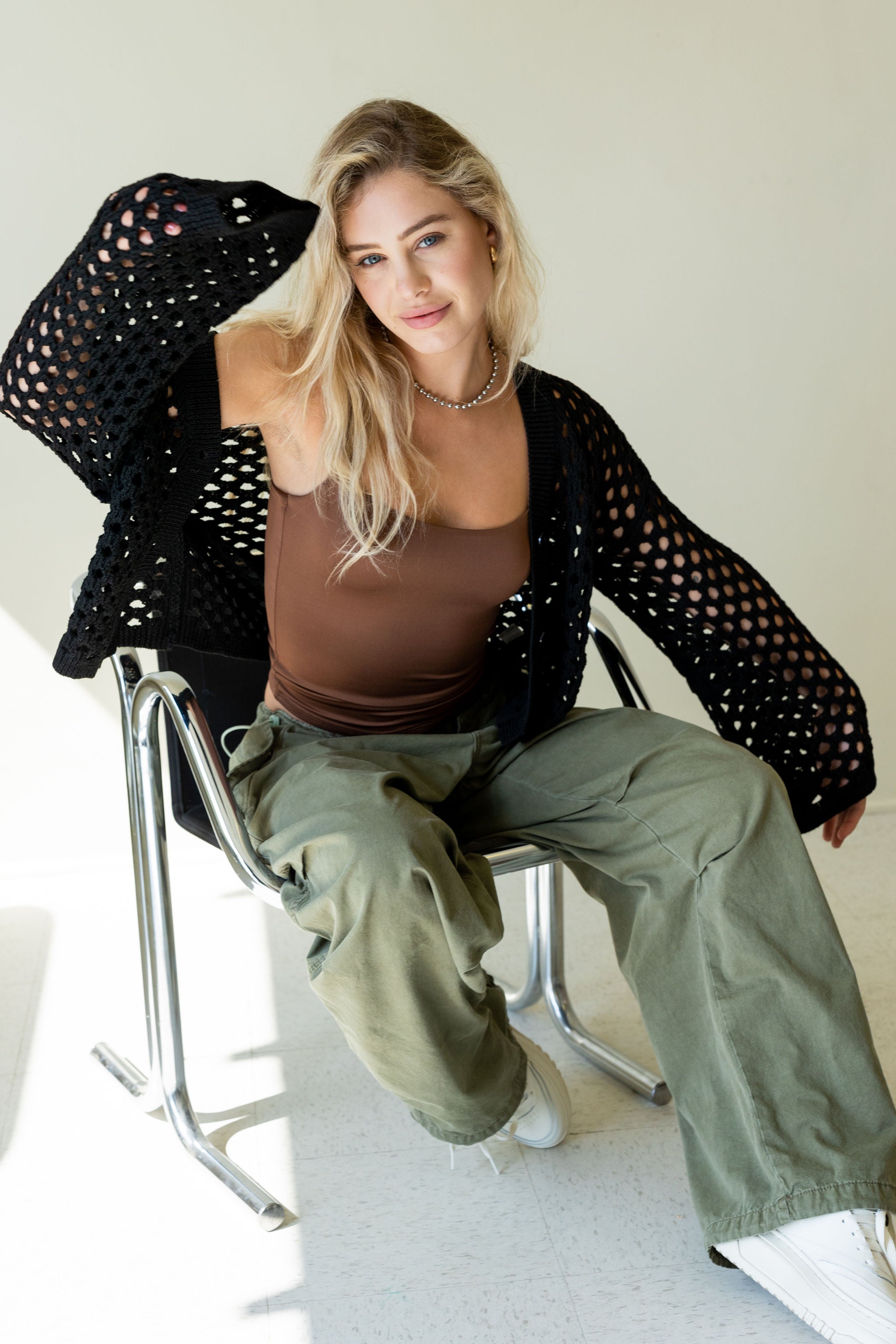 Wrong Turn Openwork Crochet Crop Cardigan
