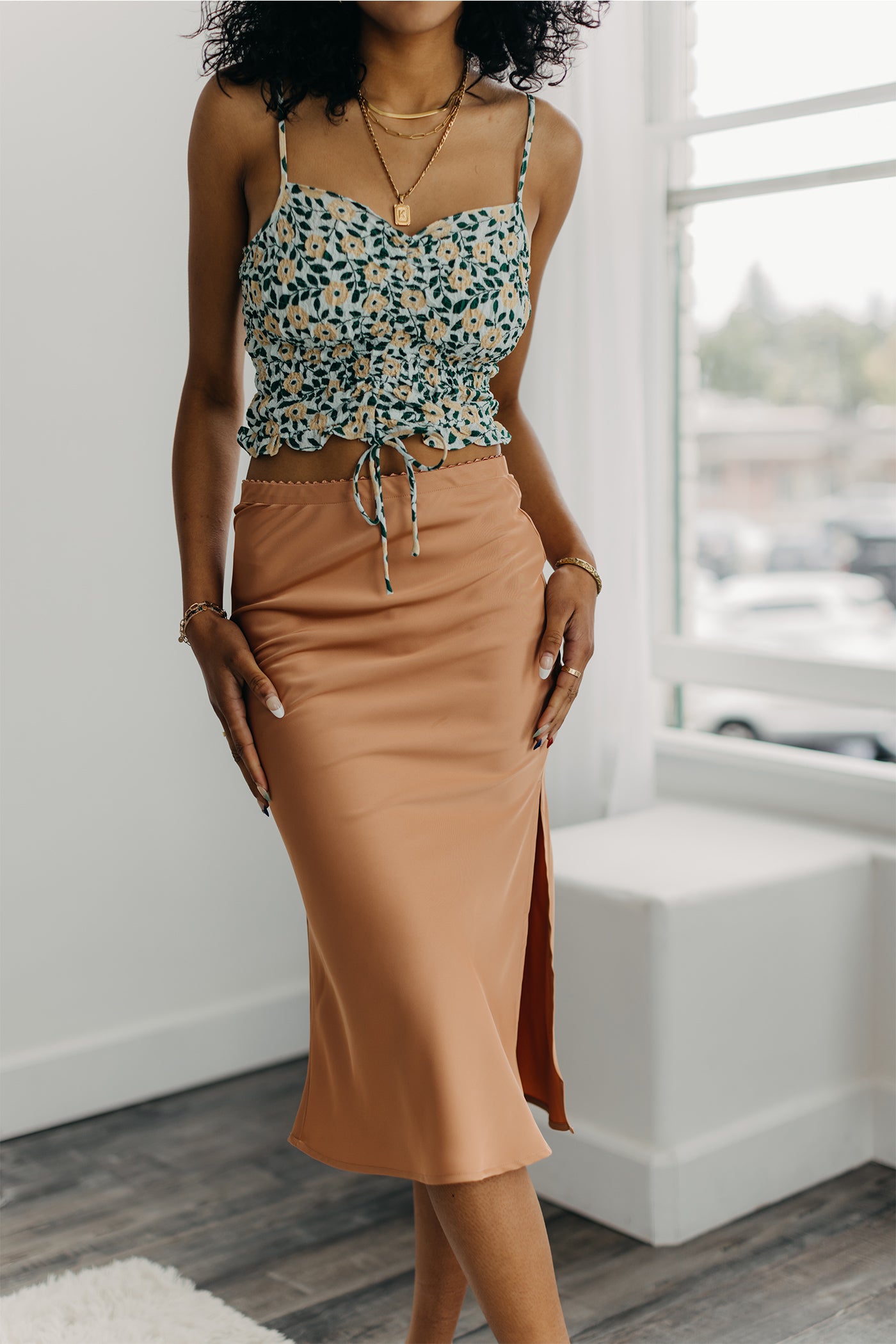 The Stunning Satin Midi Skirt