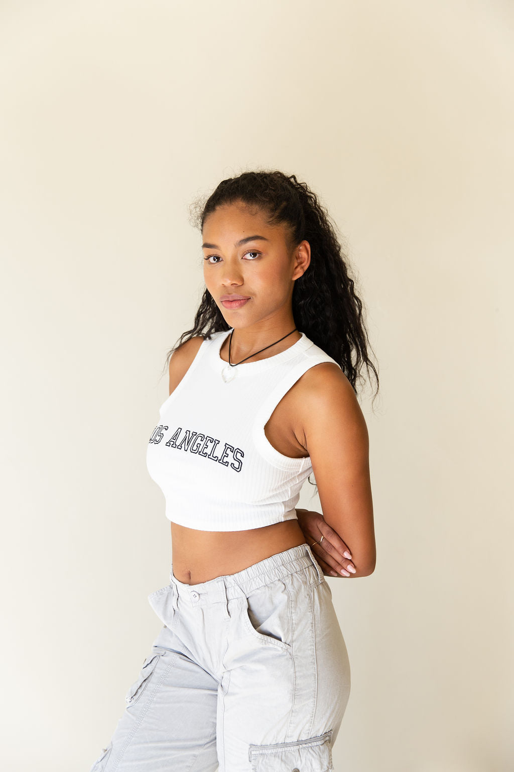 Los Angeles Sleeveless Knit Crop Top