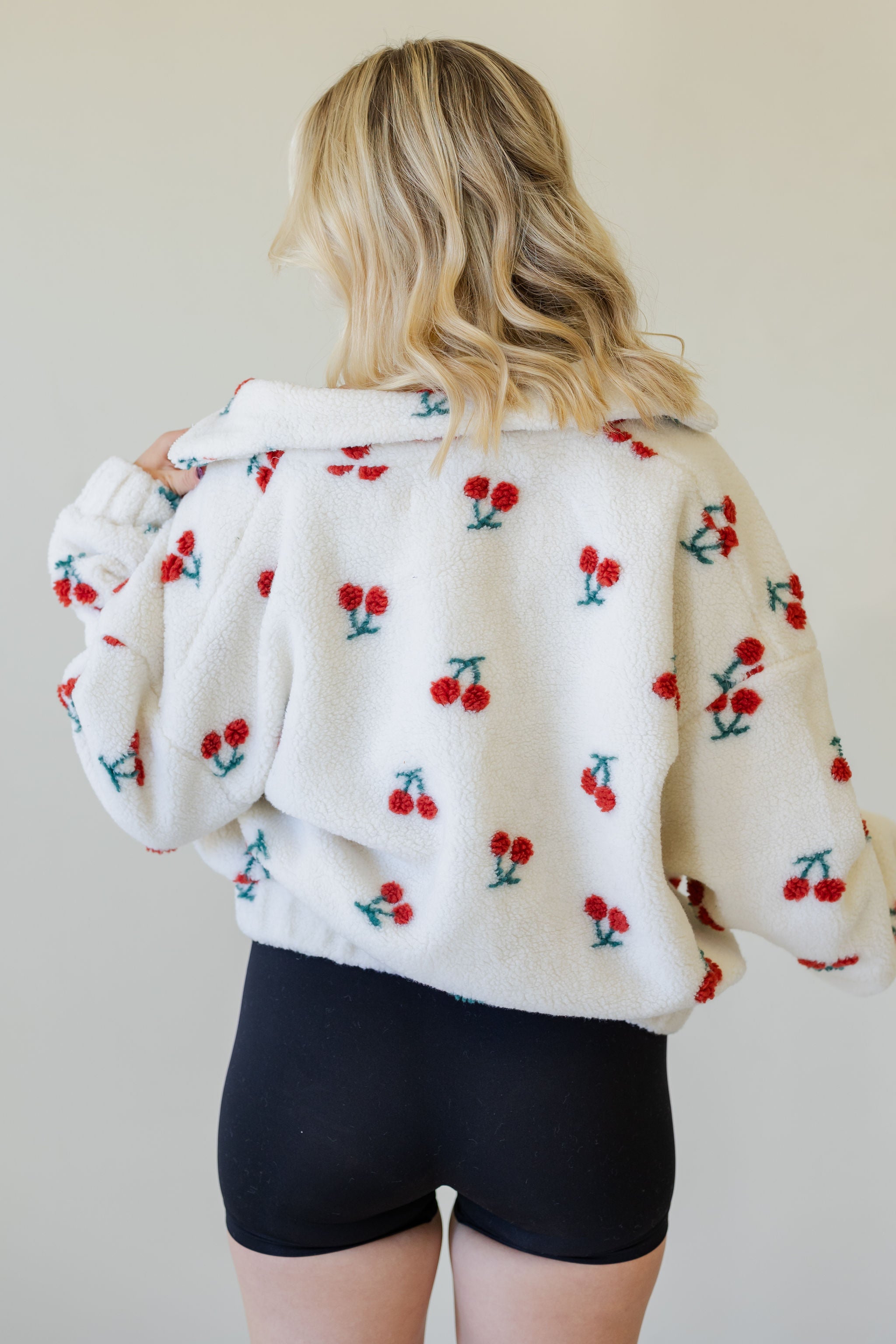 Moving On Cherry Printed Jacket by For Good