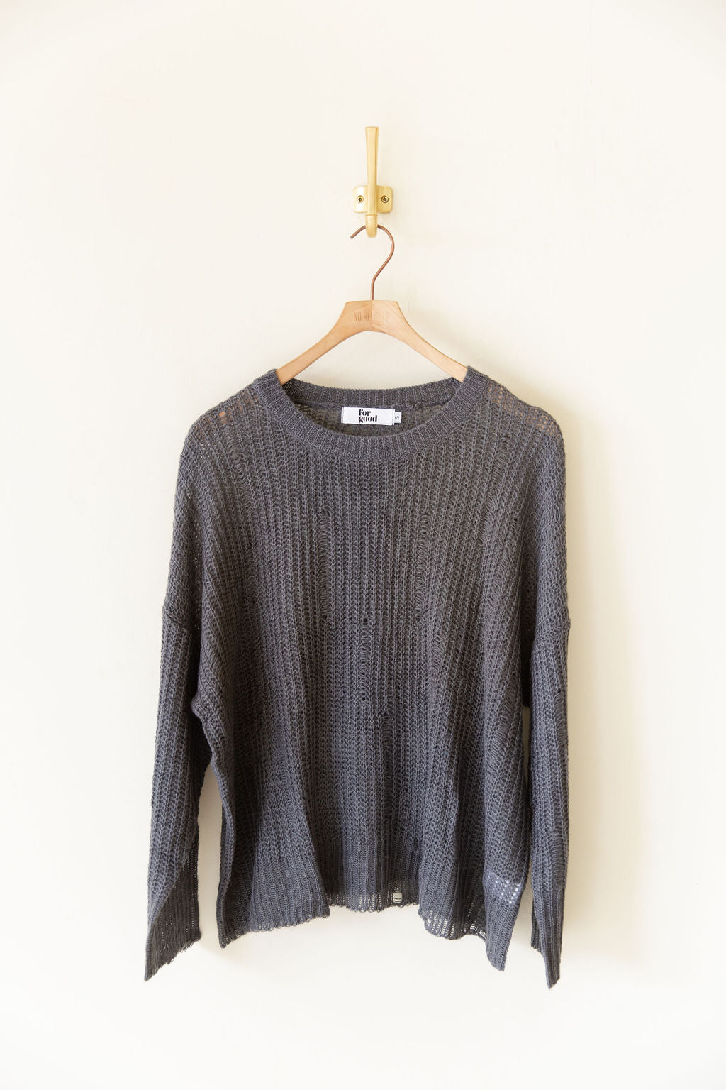Always Smiling Distress Knit Sweater by For Good