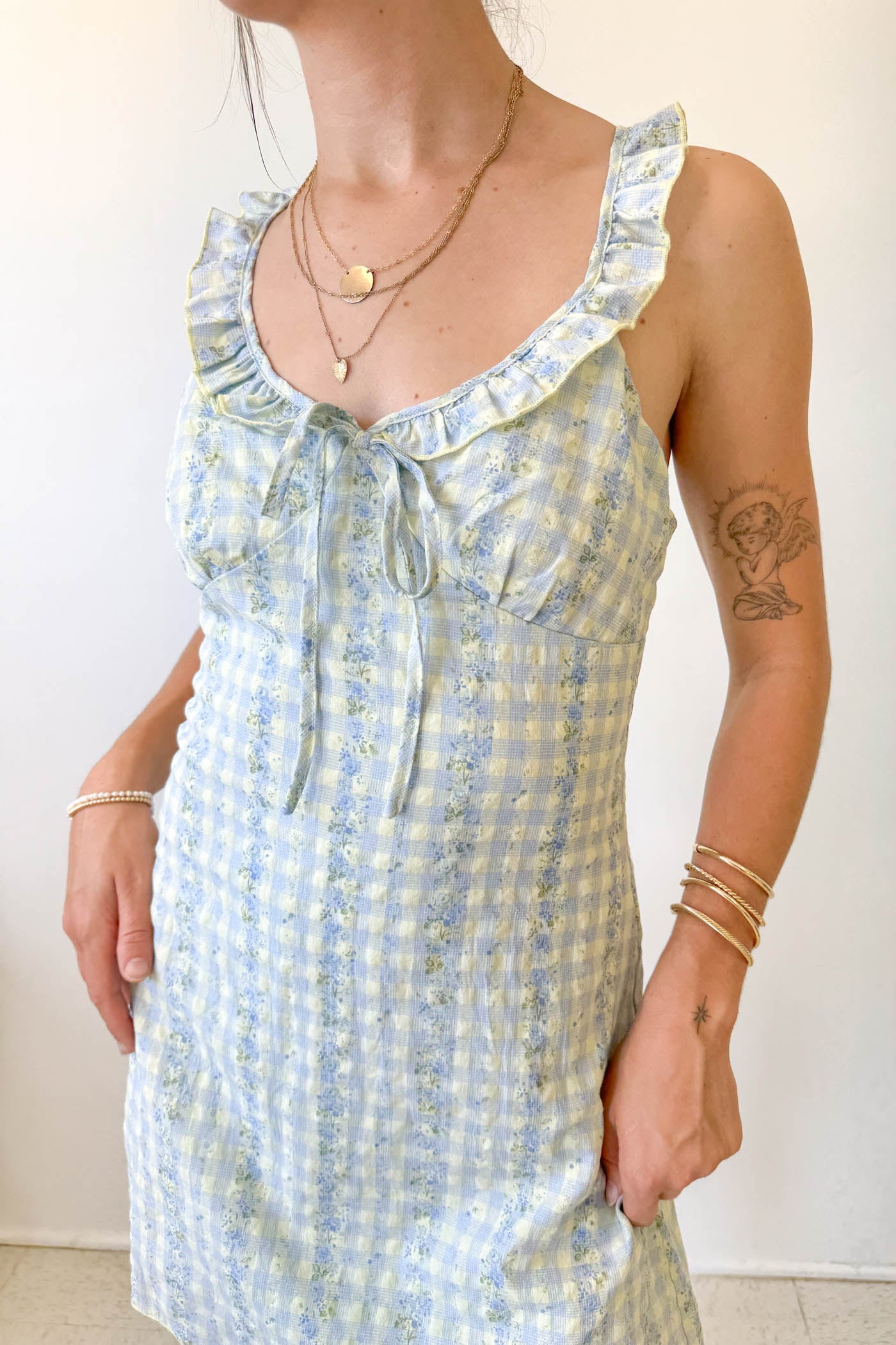 Plaid Ruffle Mini Dress