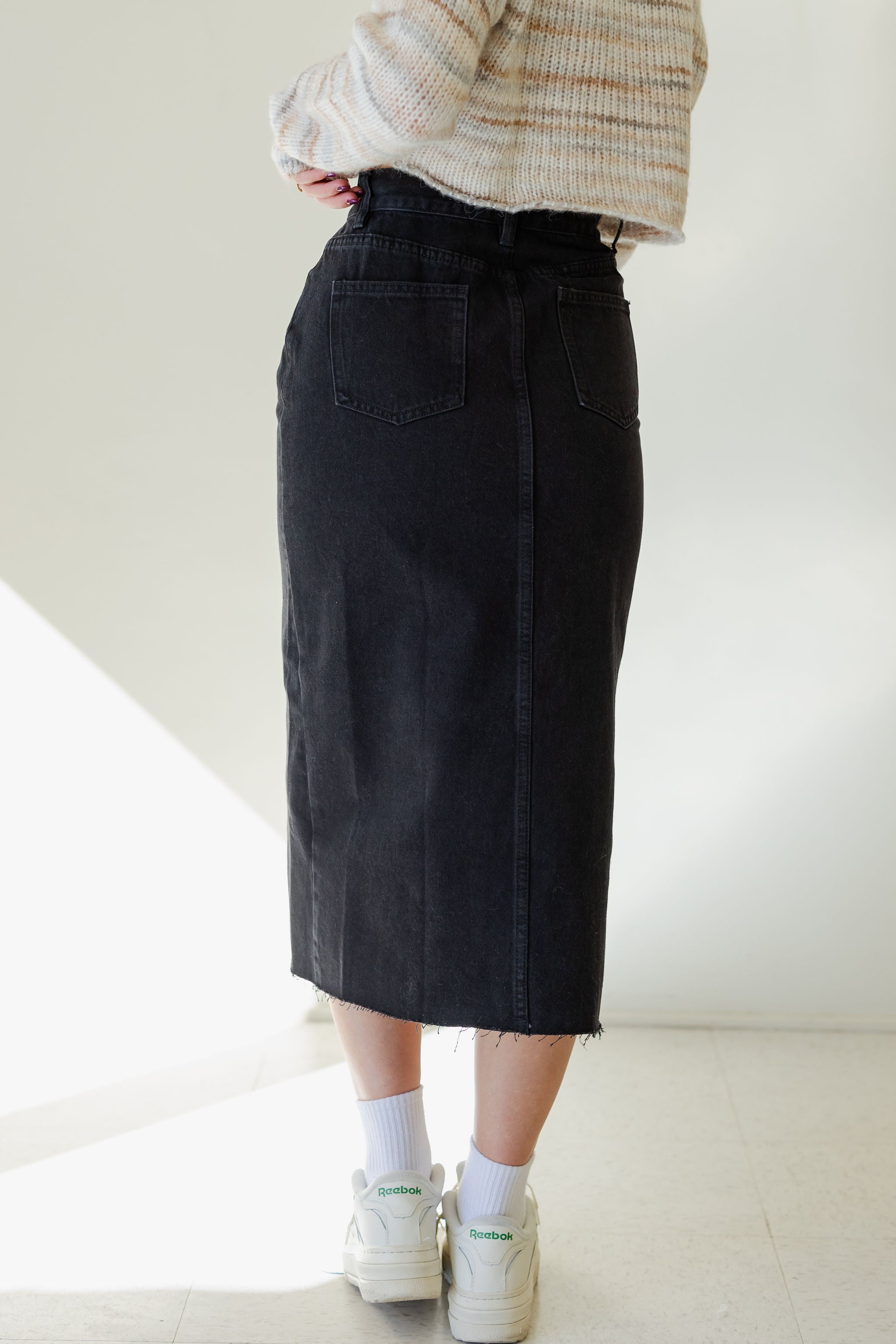 Not Again Denim Midi Skirt