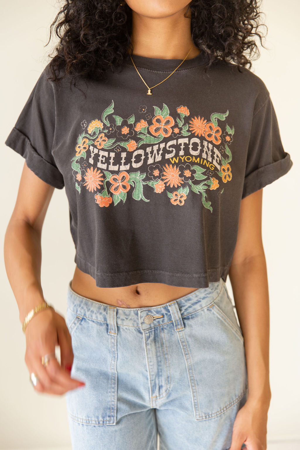 Vintage Black Floral Graphic Top