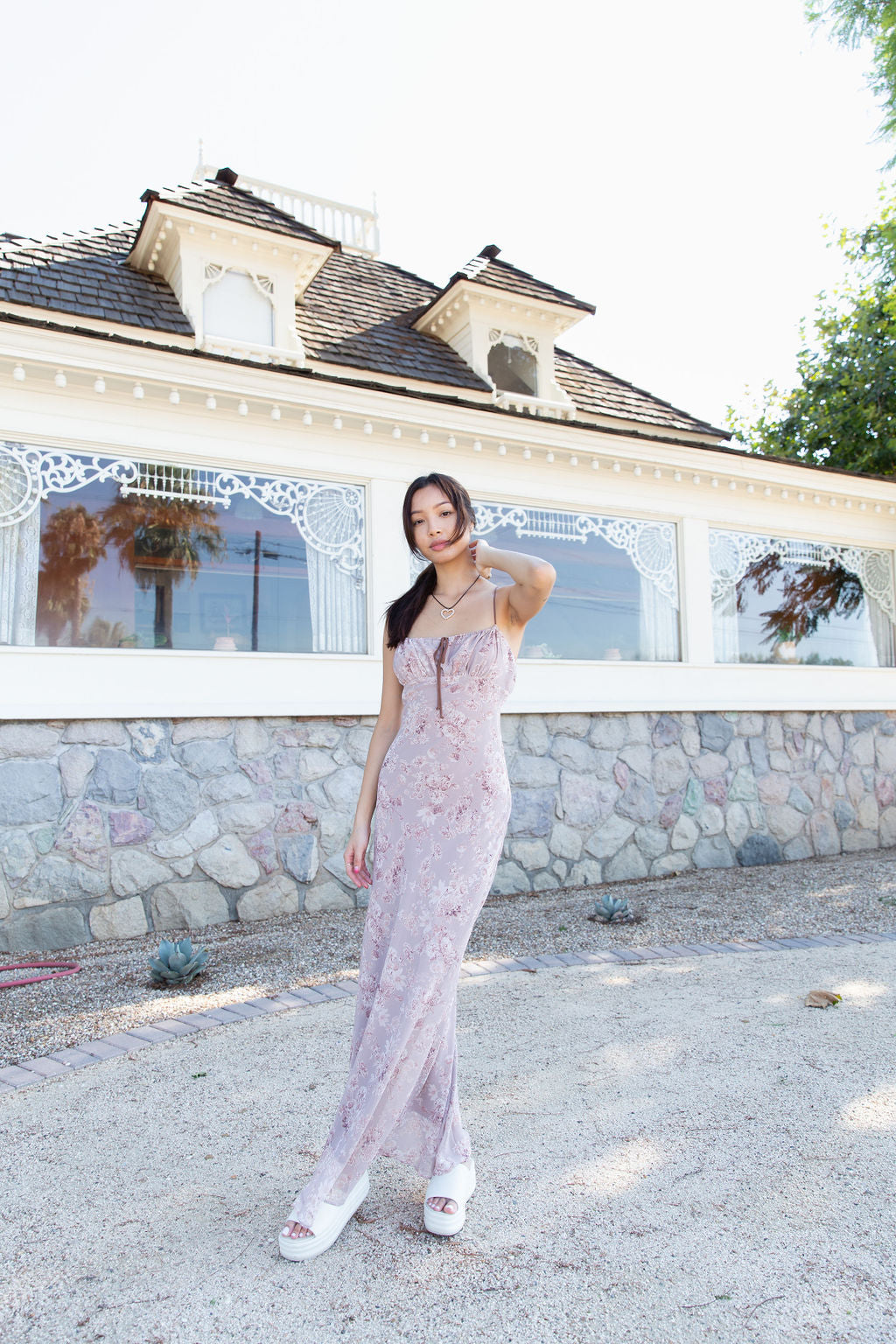 Floral Satin Maxi Dress