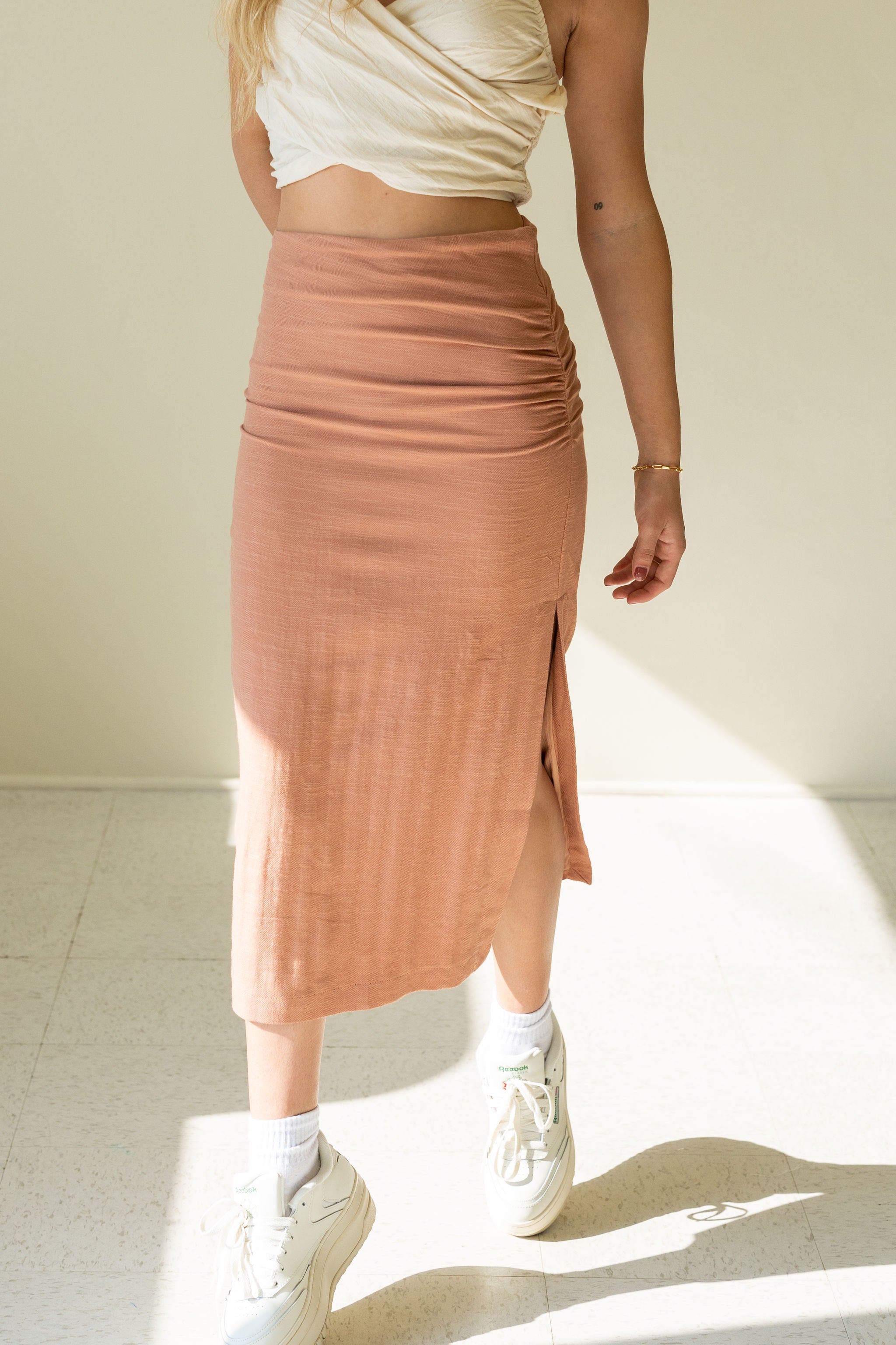 Better Before High Rise Midi Skirt by For Good