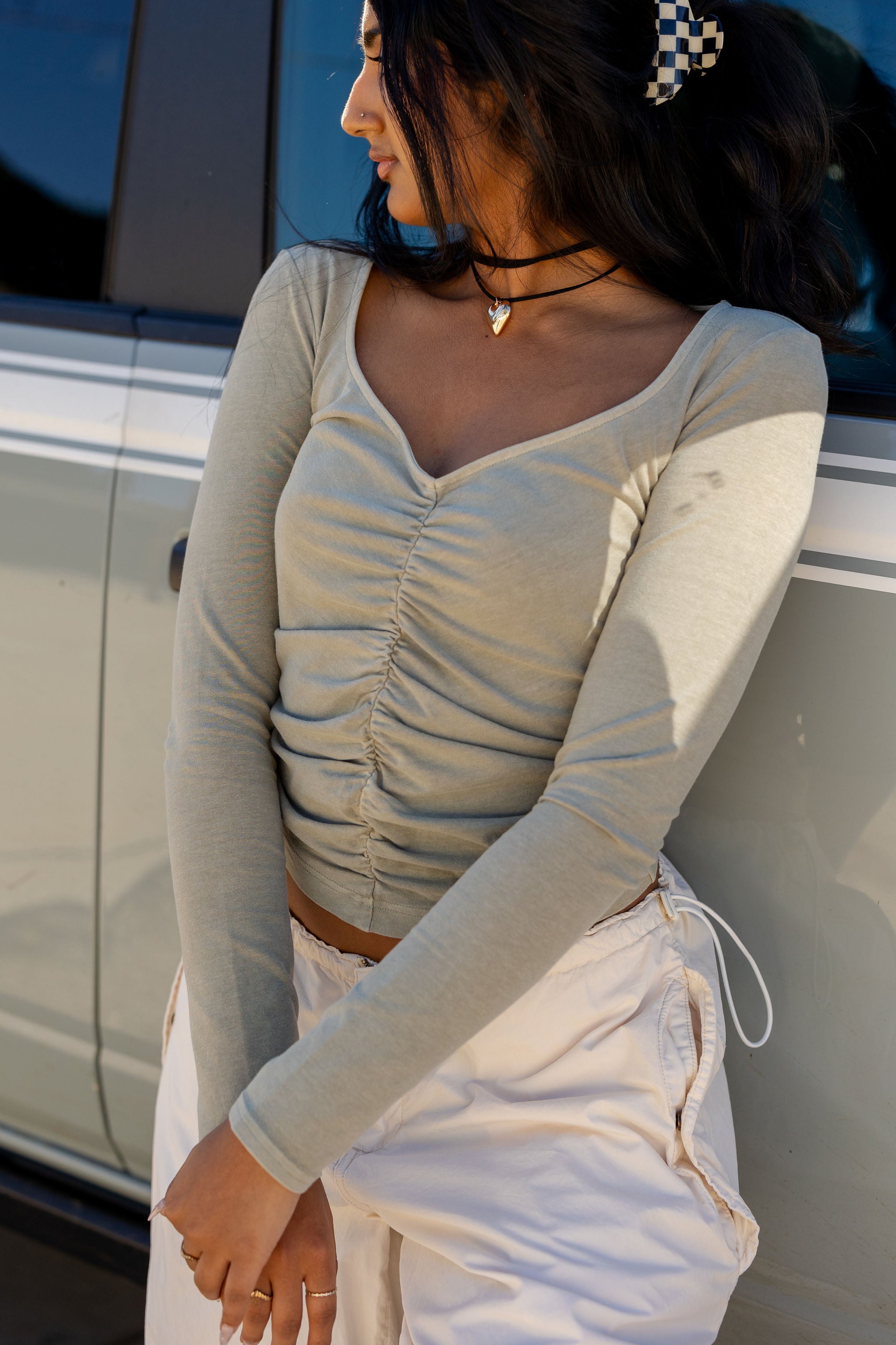 Ruched Long Sleeve Top by BDG
