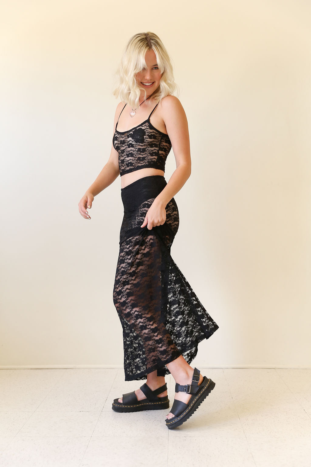 Bad Company Sheer Floral Maxi Skirt
