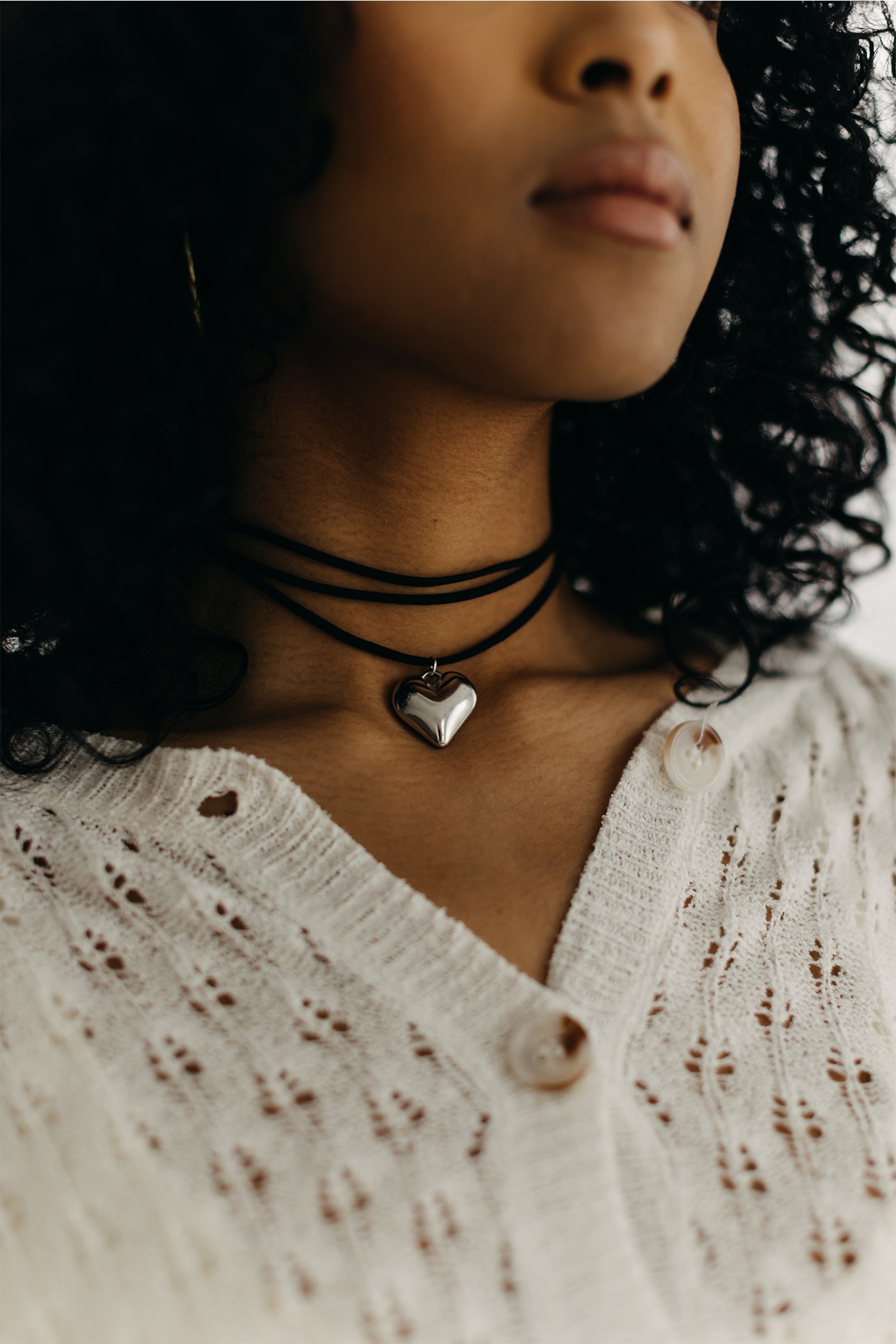 Metallic Heart Wrap Necklace