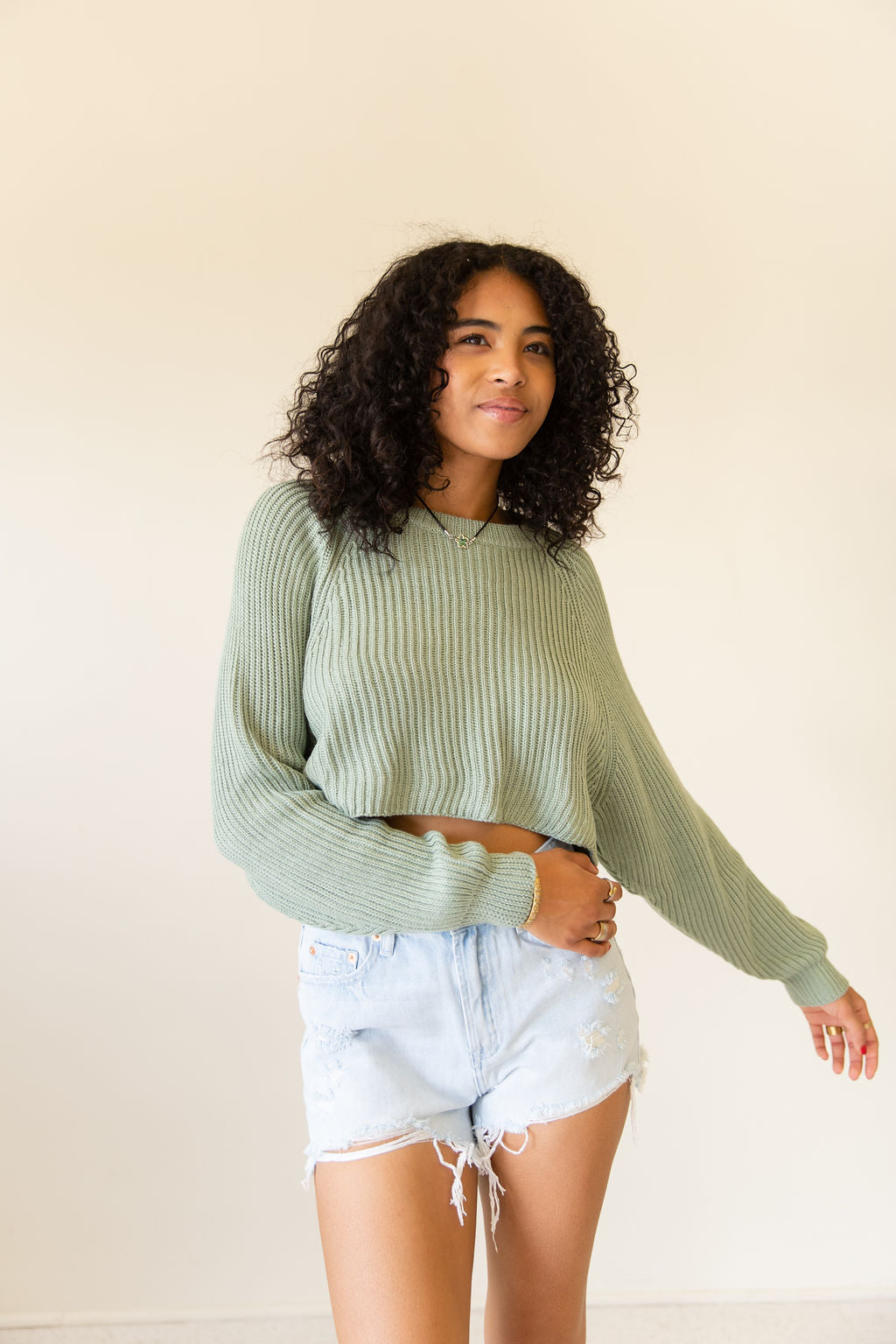 Light Wash Distressed Denim Shorts
