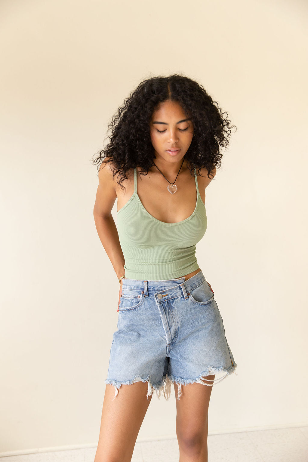 The Getaway Asymetrical Waist Distress Shorts