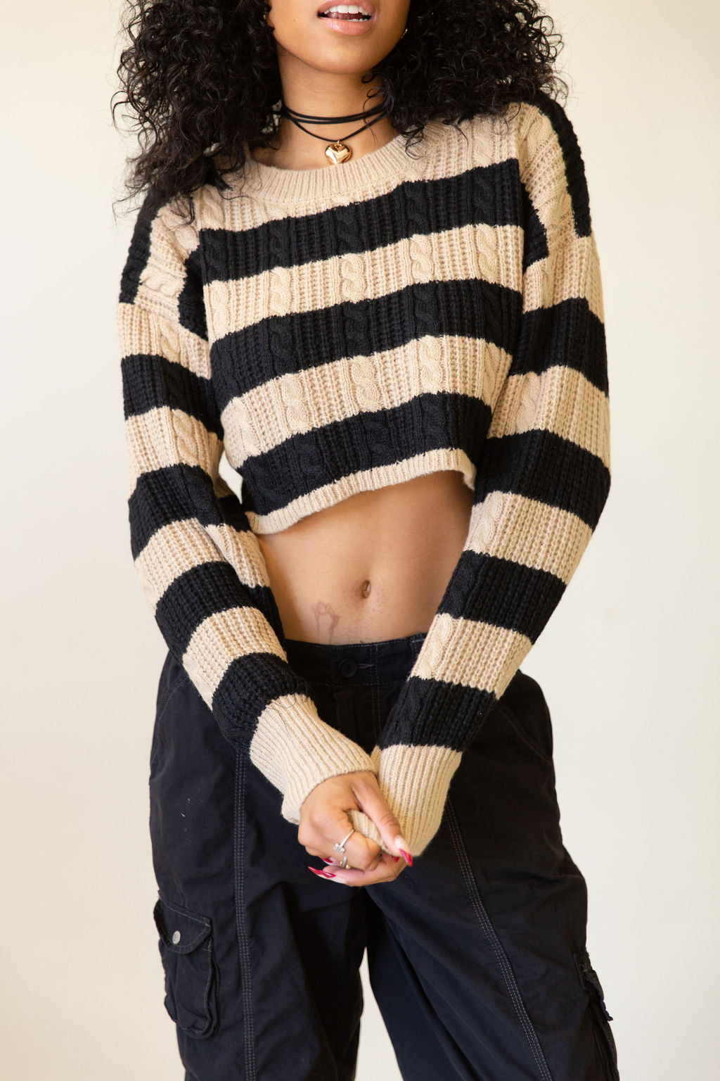 Keep Going Striped Crop Sweater
