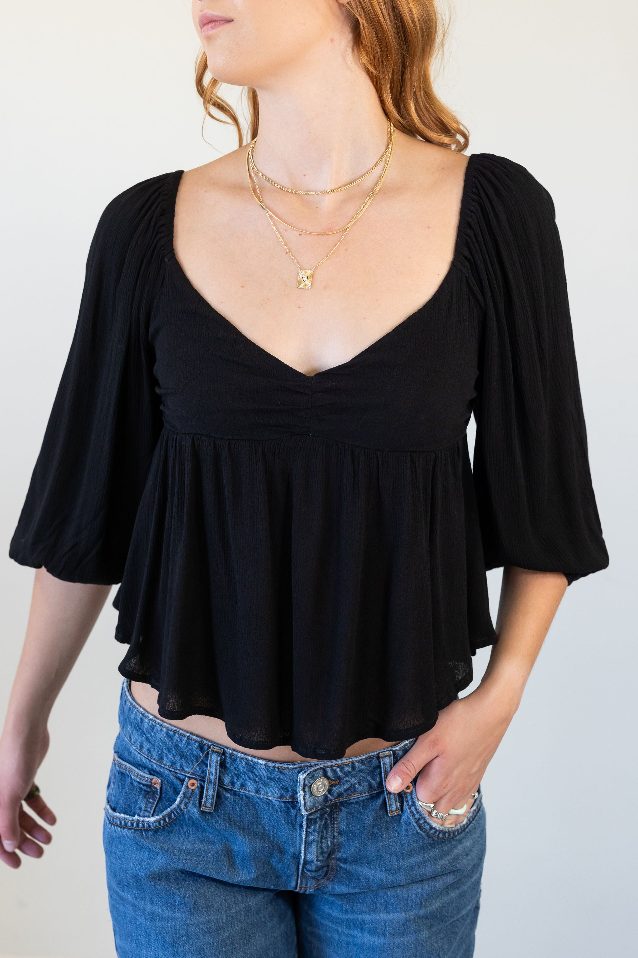 Feeling Fine Mid Sleeve Crop Top