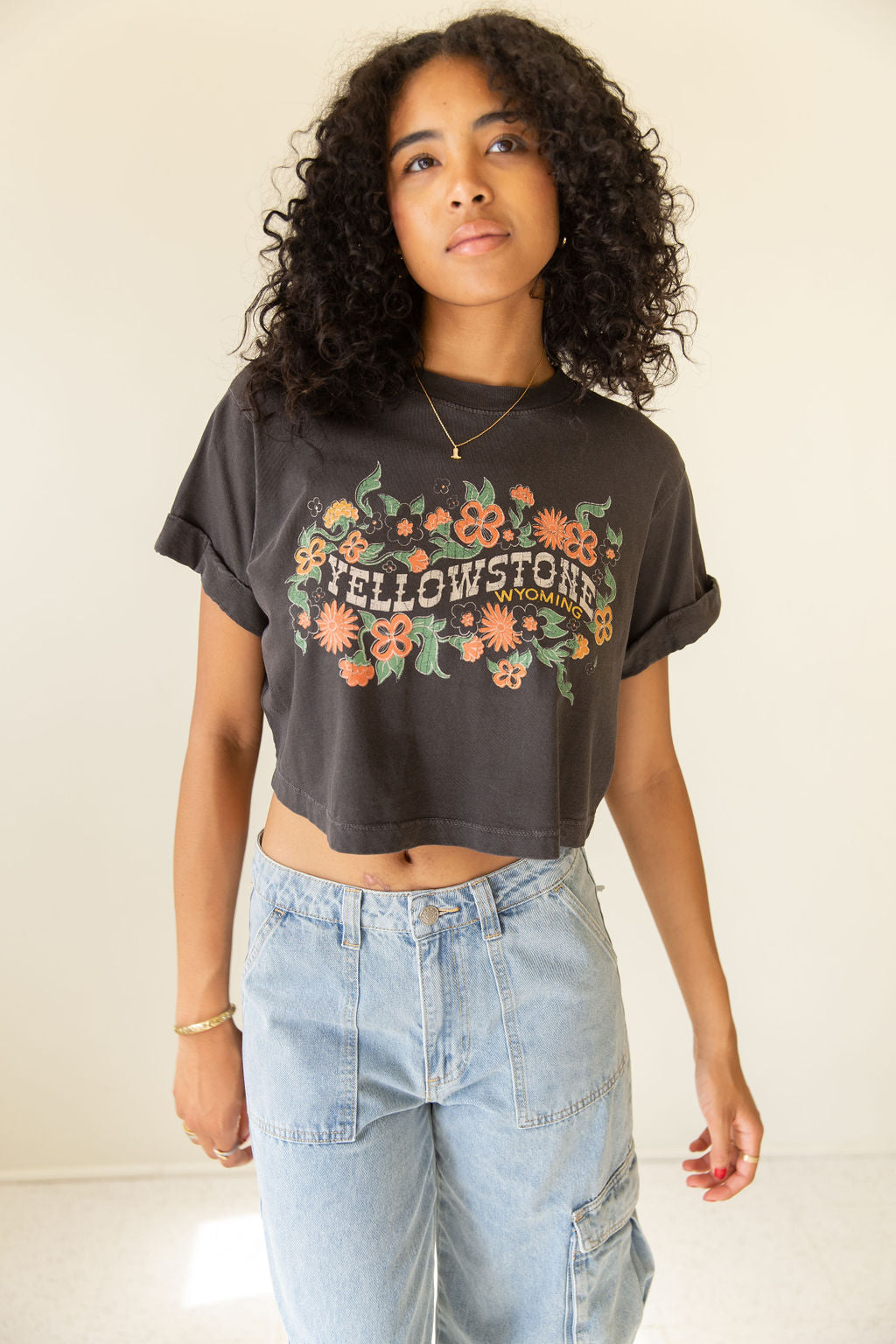 Vintage Black Floral Graphic Top