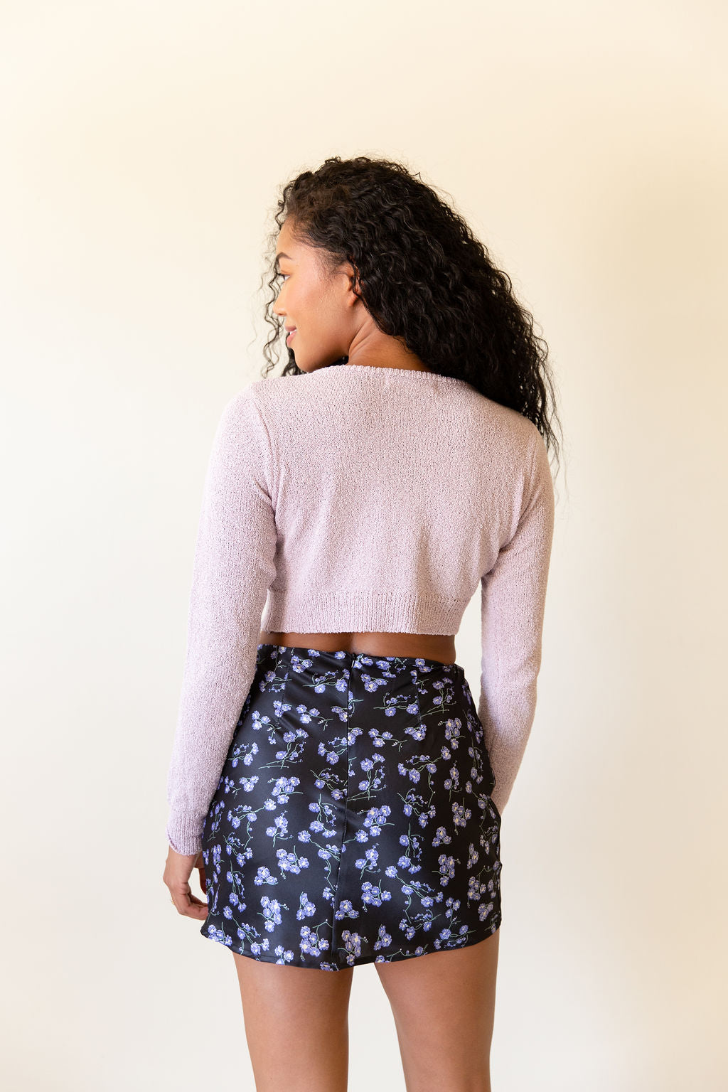 Purple Terrycloth Crop Cardigan