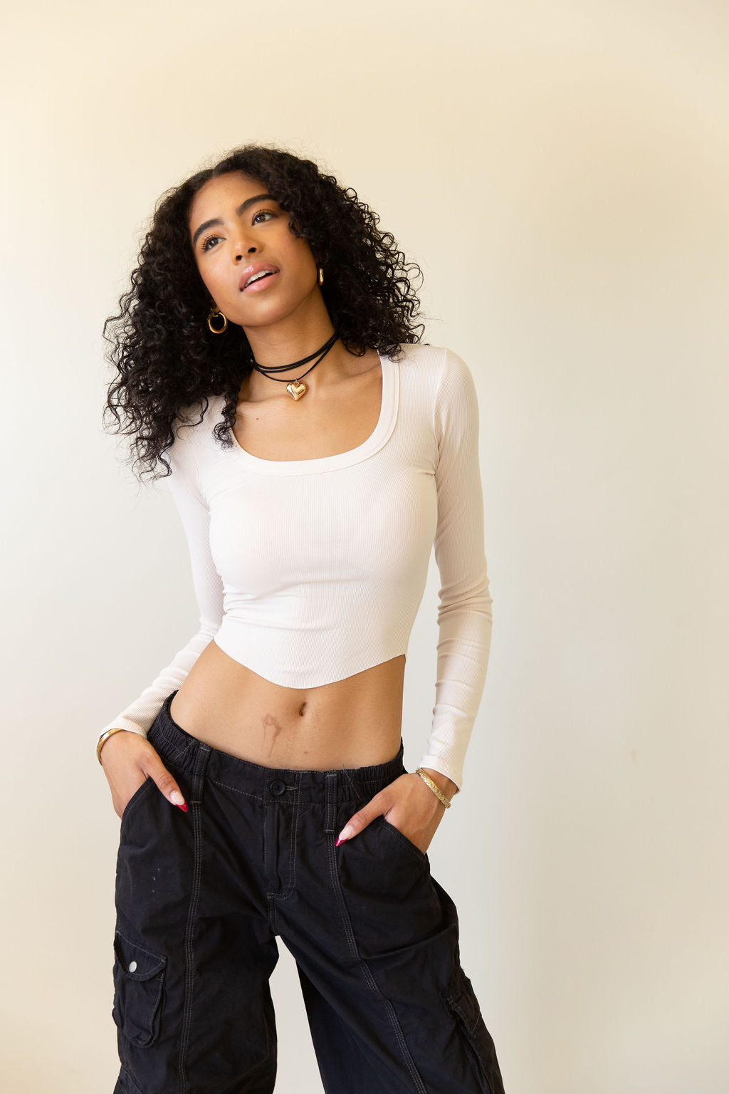 Best Shot Long Sleeve Crop Top