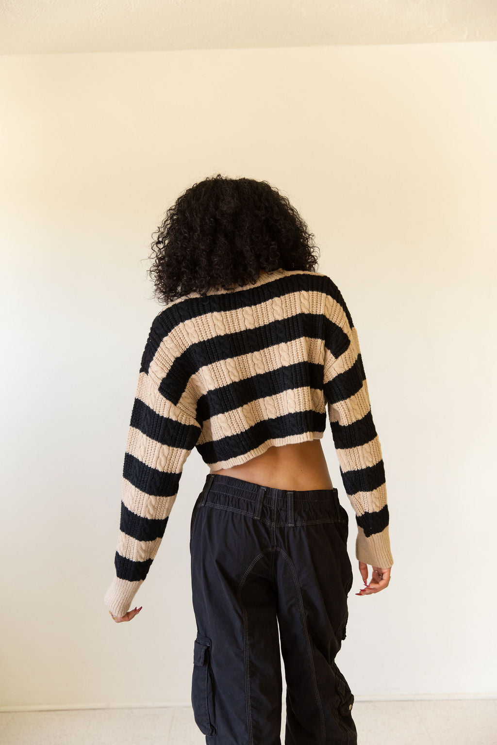 Keep Going Striped Crop Sweater