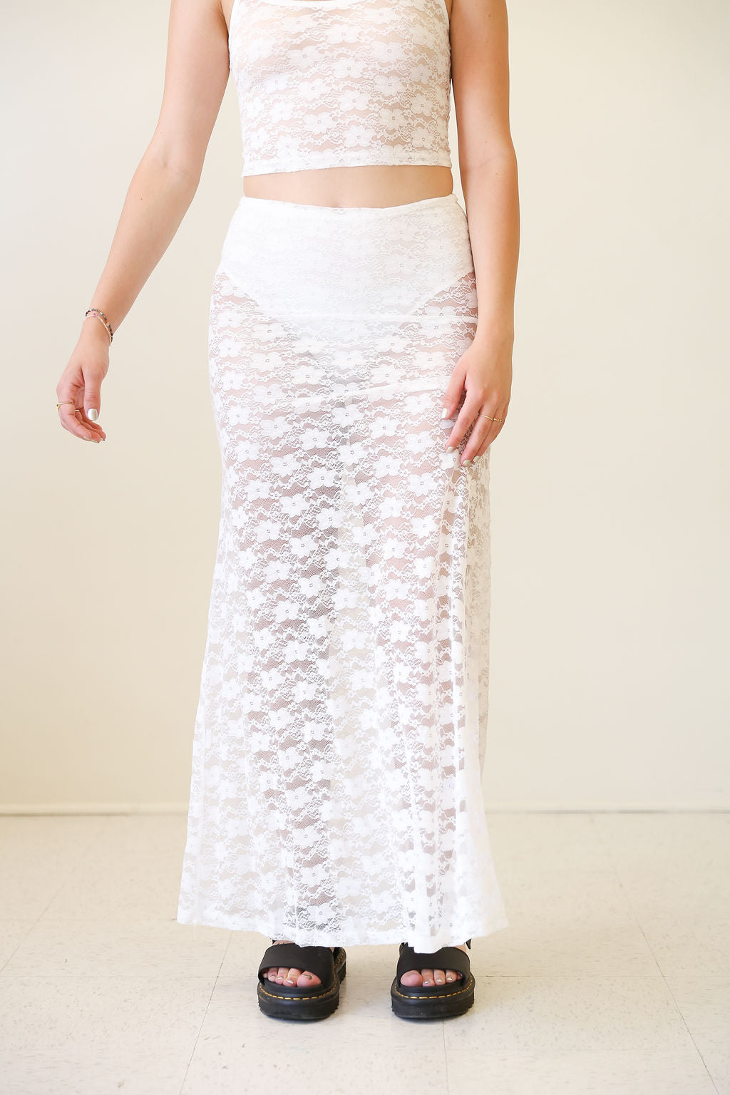 White maxi mesh skirt Clearance