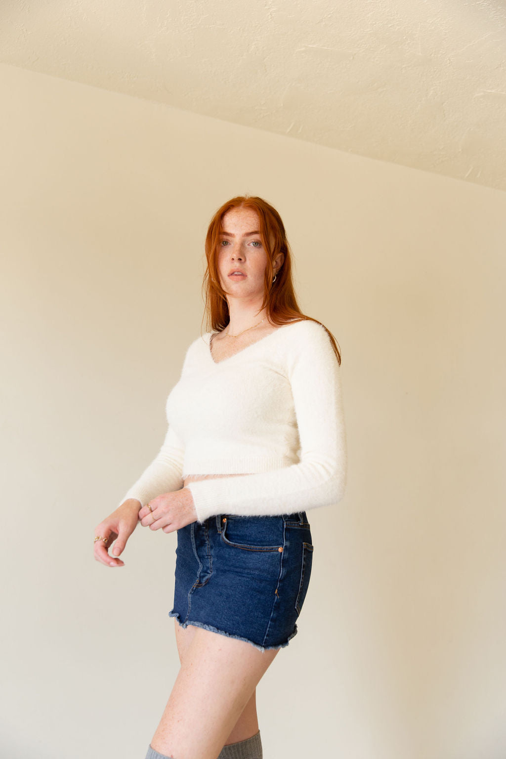 My Way Fuzzy Crop Sweater