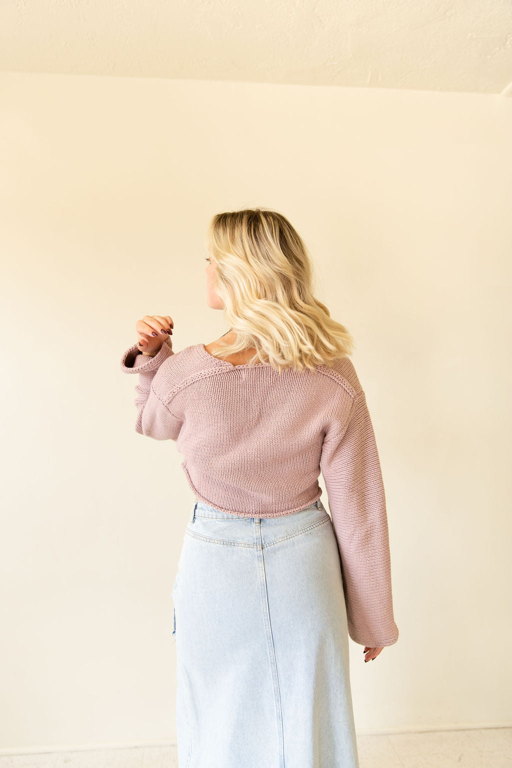 Mauve Oversized Crop Sweater