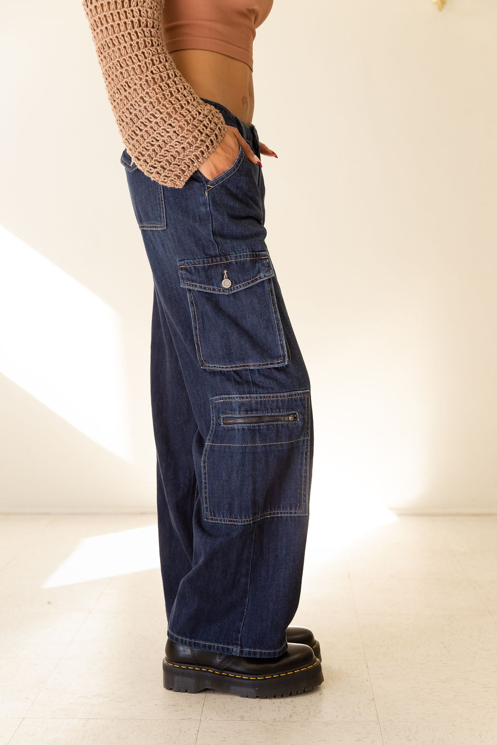 Low Rise Cargo Jeans by Nectar Premium Denim