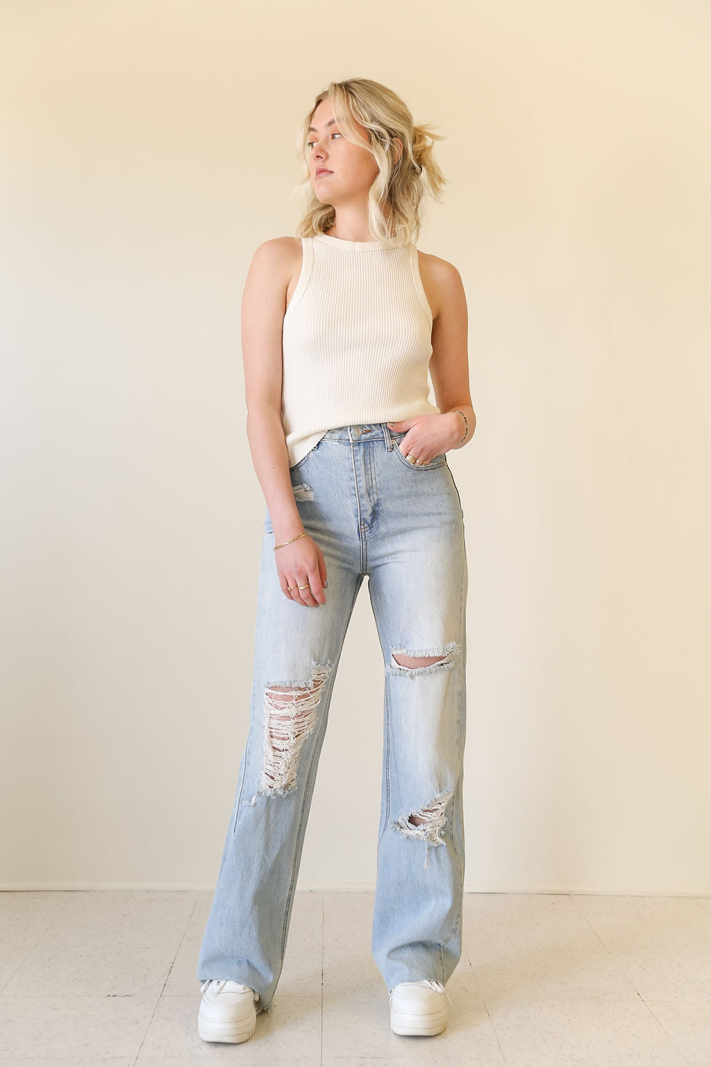 Summerland Ribbed Knit Sleeveless Top