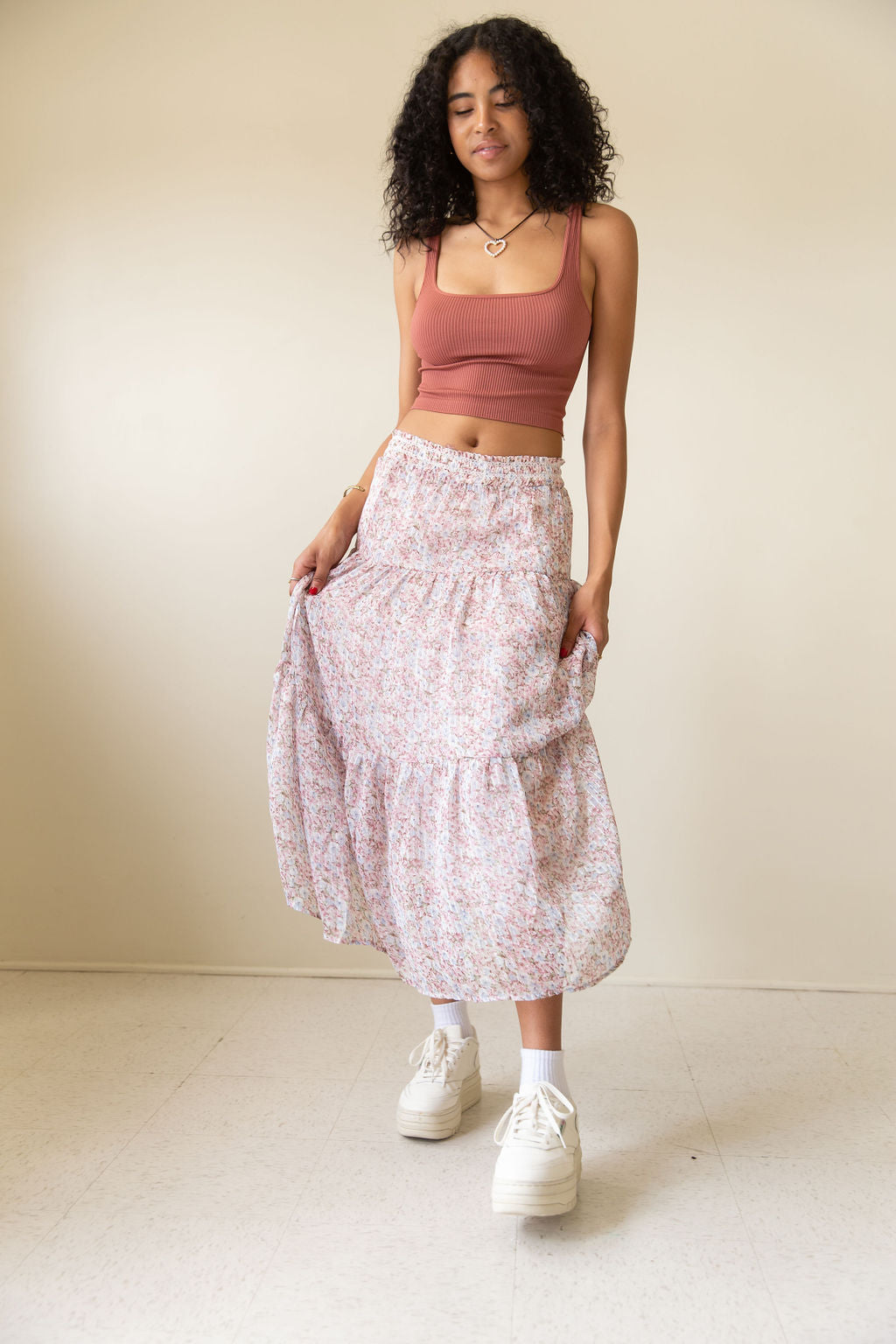 Purple Floral Maxi Skirt