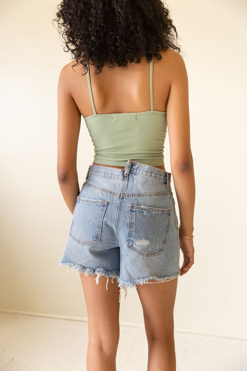 The Getaway Asymetrical Waist Distress Shorts