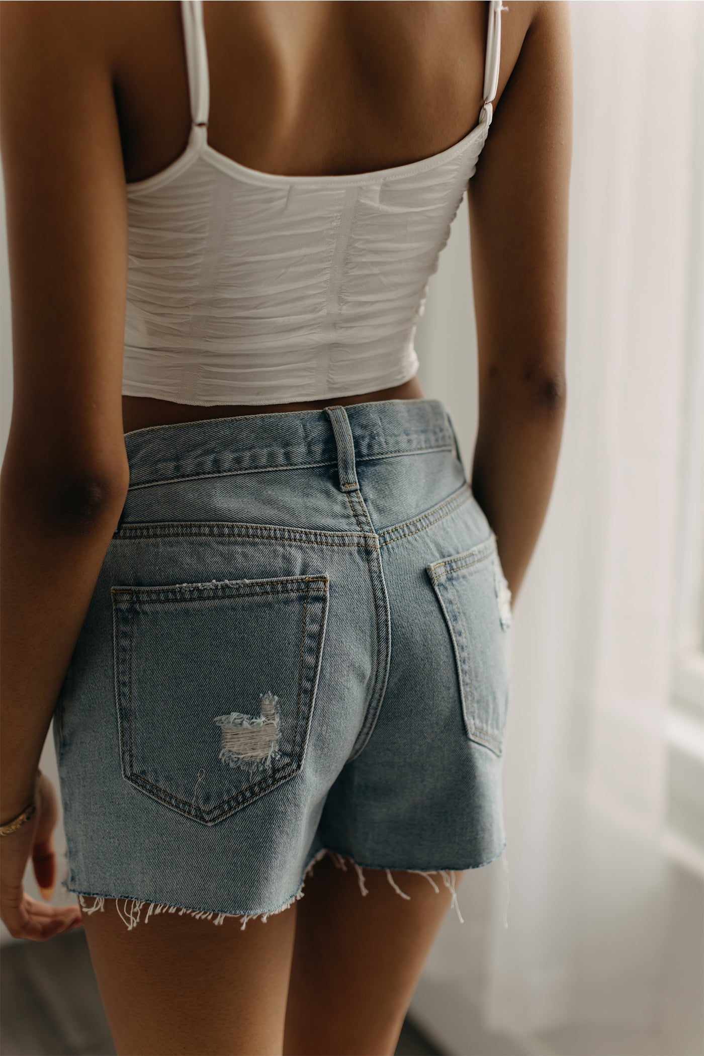 The Lilia Distressed Mom Shorts by Nectar Premium Denim