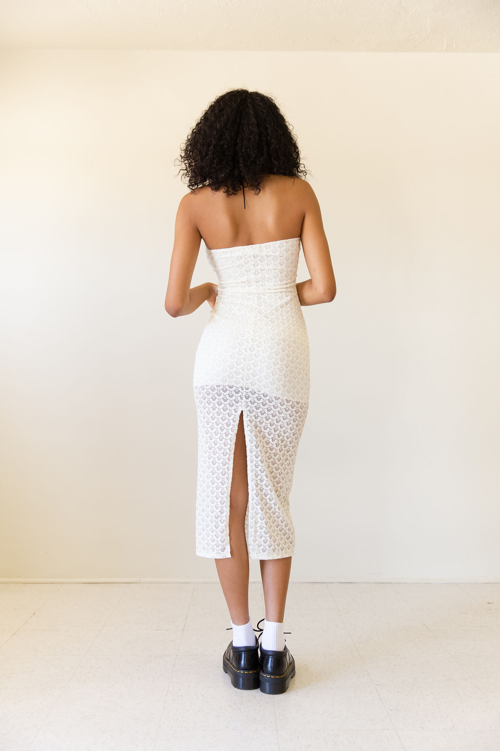 Cream Strapless Knit Dress