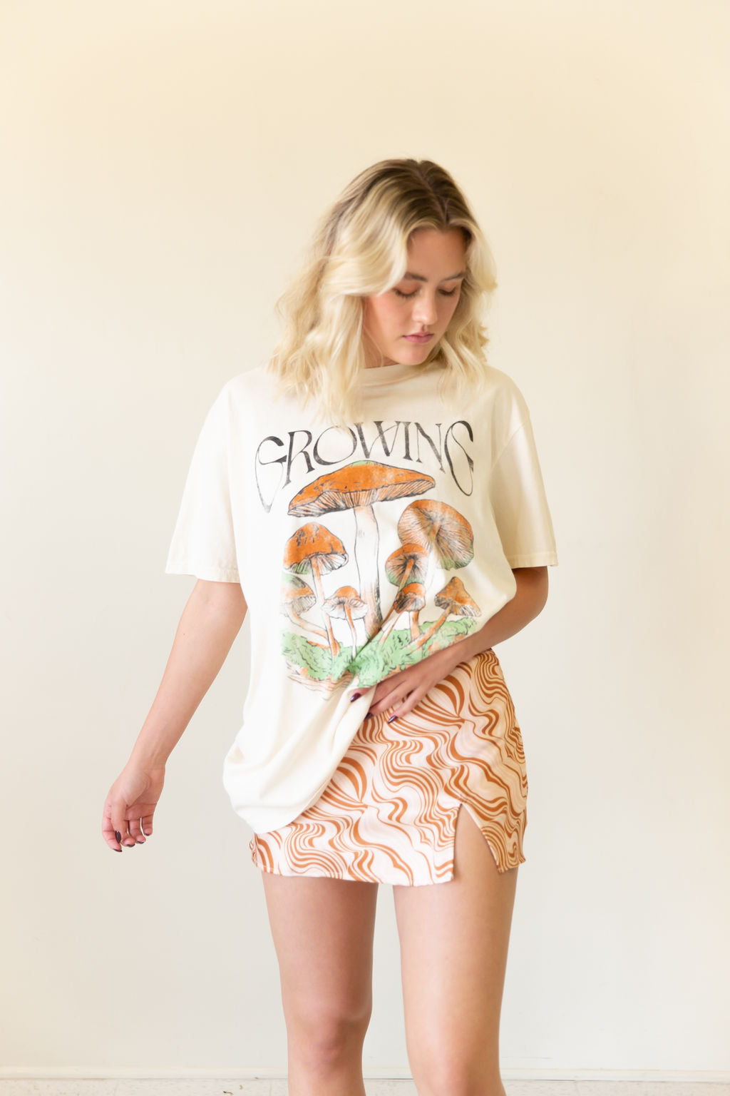 Growing Mushroom Oversized Graphic Tee